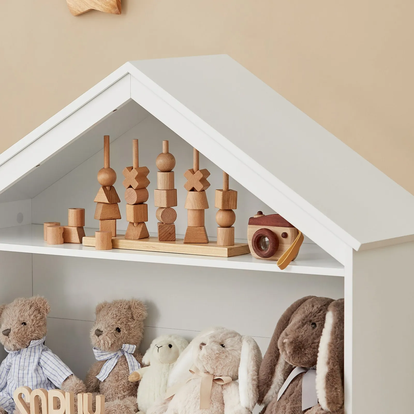 Little Helper Wooden Toys & Educational Toys | Dollhouses | Large Montessori Wooden Dolls House Bookcase | Portable Toy Storage | White | 1.14m High