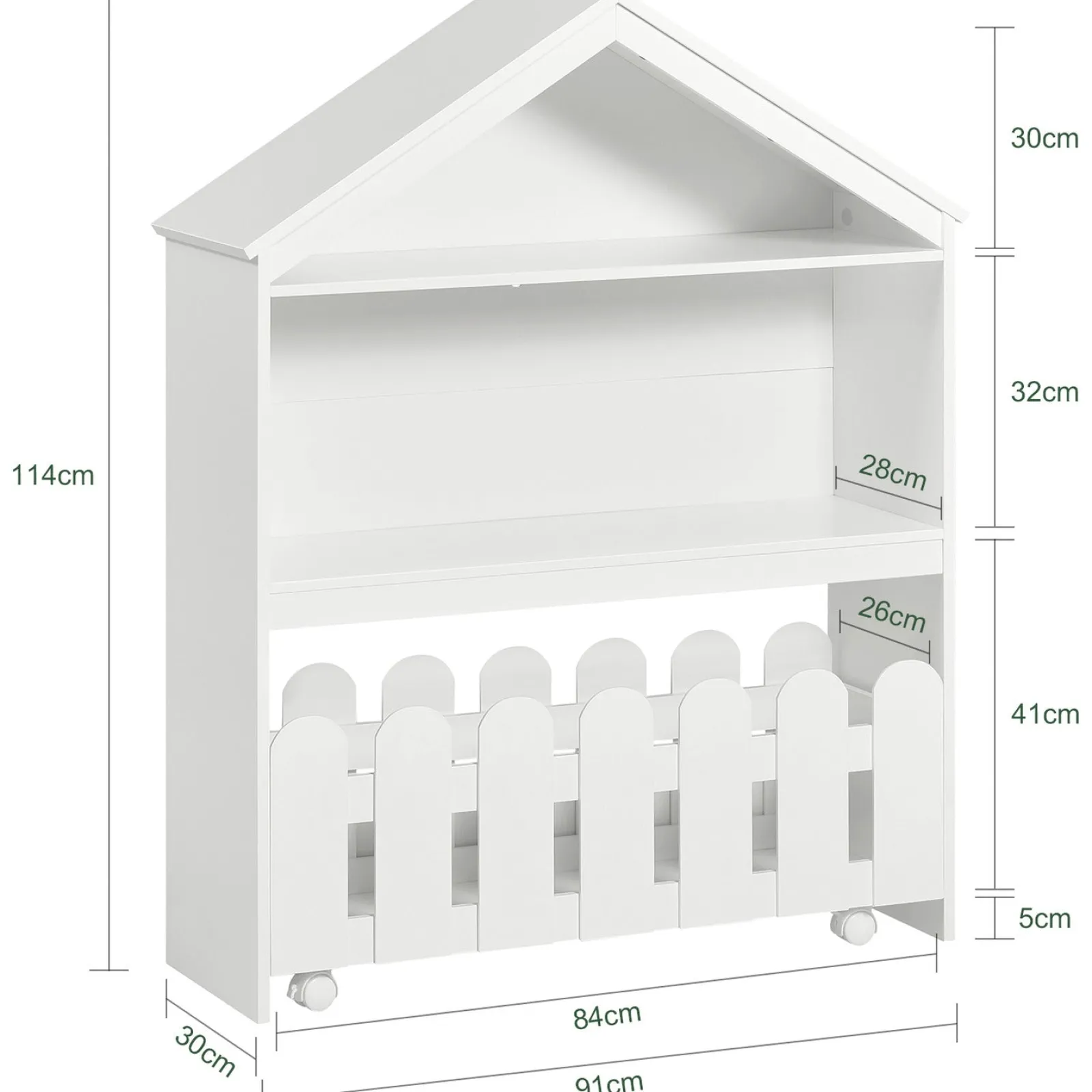 Little Helper Wooden Toys & Educational Toys | Dollhouses | Large Montessori Wooden Dolls House Bookcase | Portable Toy Storage | White | 1.14m High