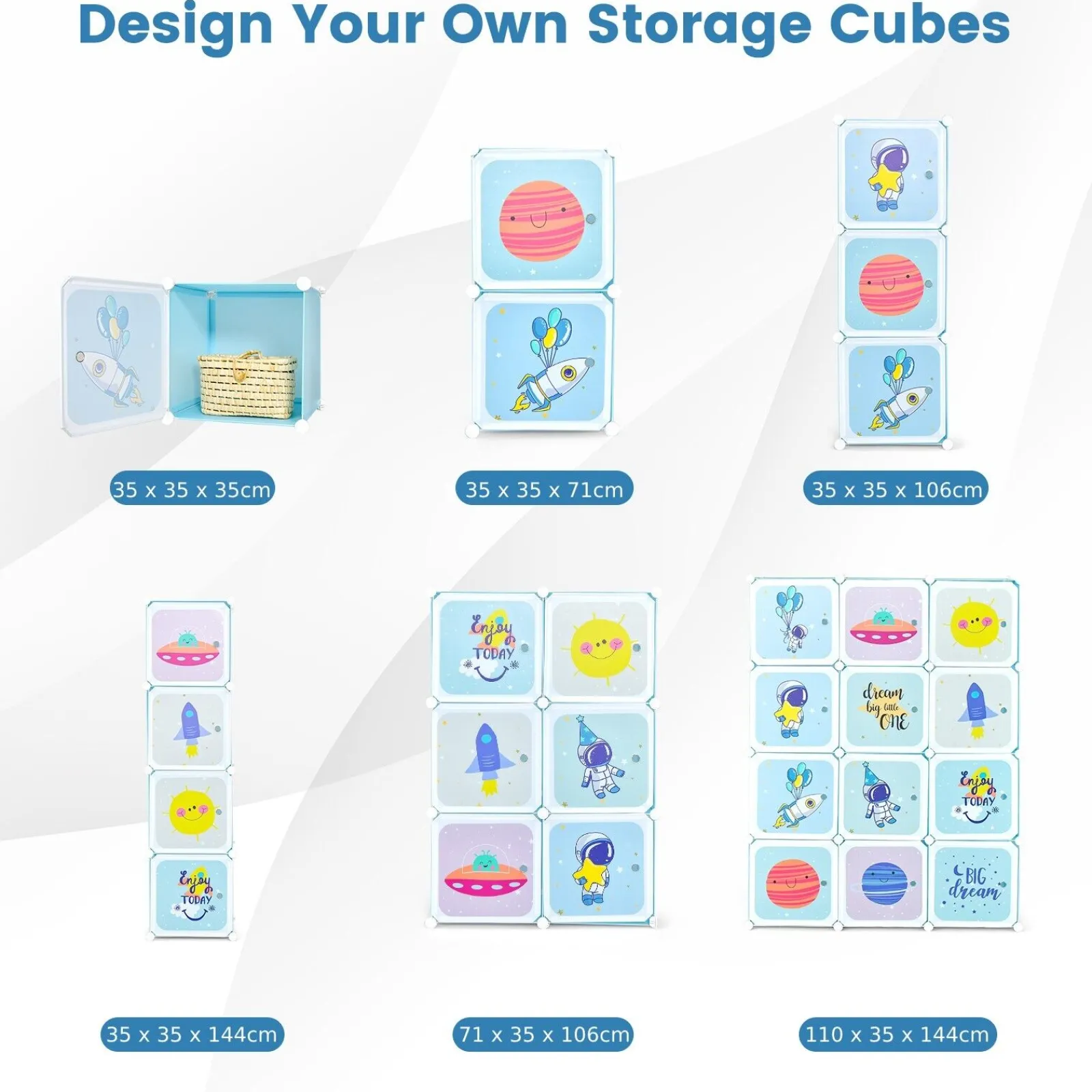 Little Helper Clothes Rail & Dressing Up Rails | Kids Clothes Rail | Large Portable Wardrobe cum Storage Unit | 12 Cubes | Toy Storage | Blue