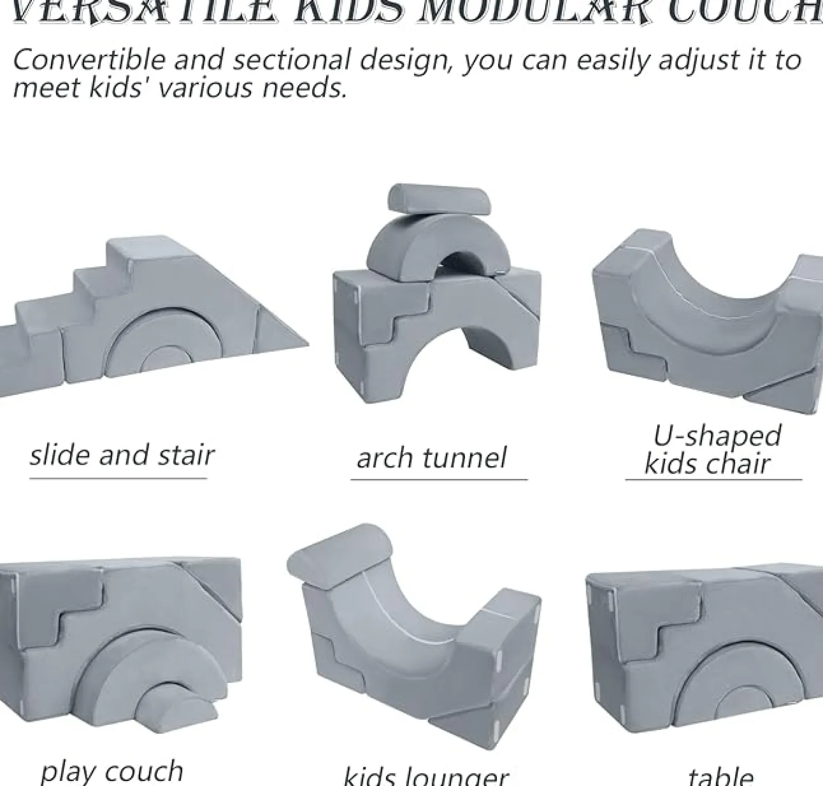 Little Helper Kids Climbing Frames & Activity Toys | Activity Toys | Large Super Soft Fleece Pikler Modular Soft Play Equipment | Removable & Washable | Grey