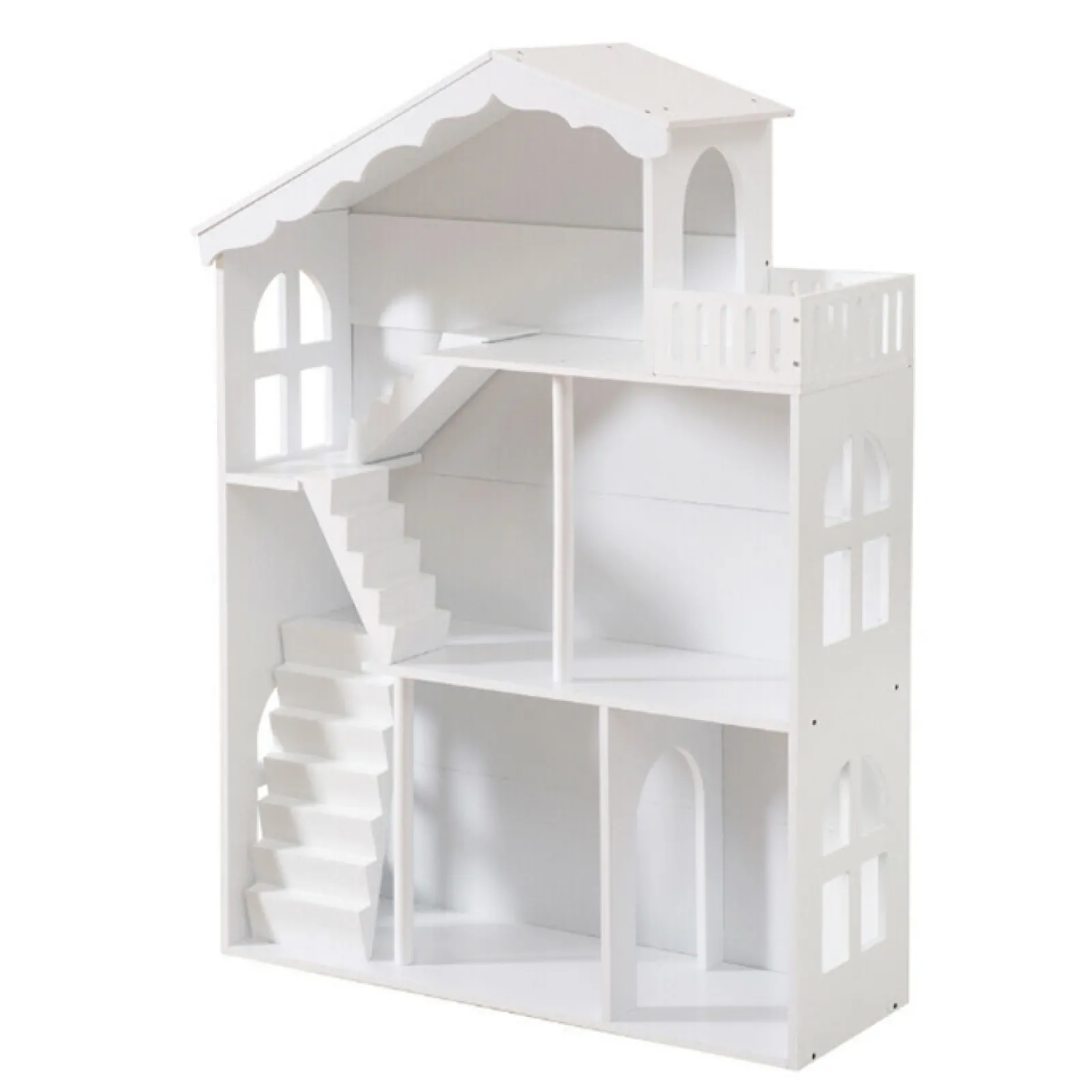 Little Helper Wooden Toys & Educational Toys | Montessori Toys & Products | Large White Wooden Montessori Dollhouse Bookcase | Toy Storage