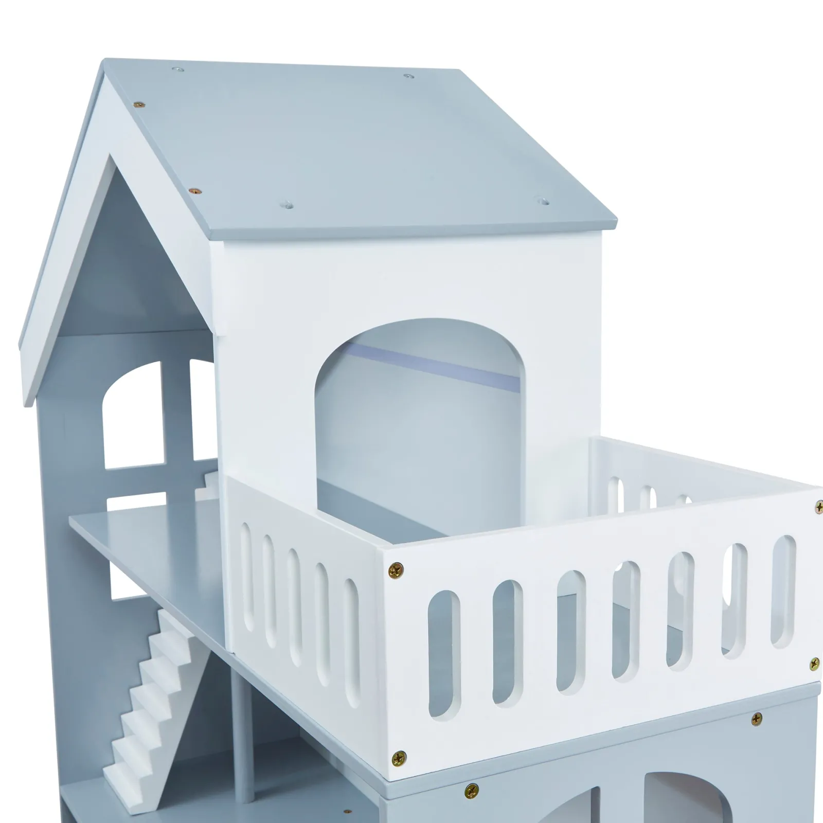 Little Helper Wooden Toys & Educational Toys | Montessori Toys & Products | Large Wooden Montessori Bookcase Dollhouse | Bookshelf | Toy Storage | White & Grey