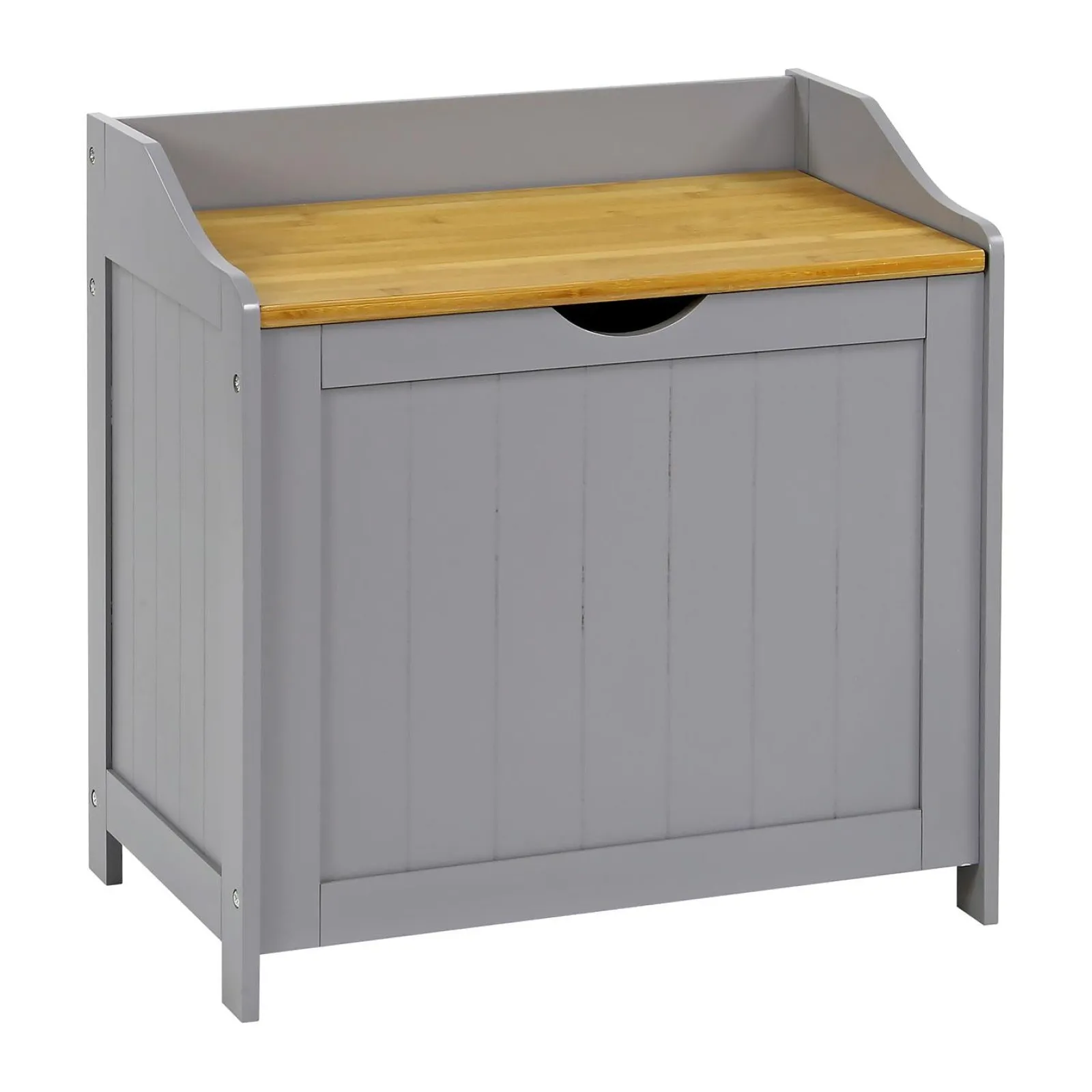 Little Helper Toy Storage Units | Toy Storage Units | Large Wooden Toy Box & Bench with Slow Release Hinge | Ottoman | Blanket Box | Grey with Natural Bamboo Lid