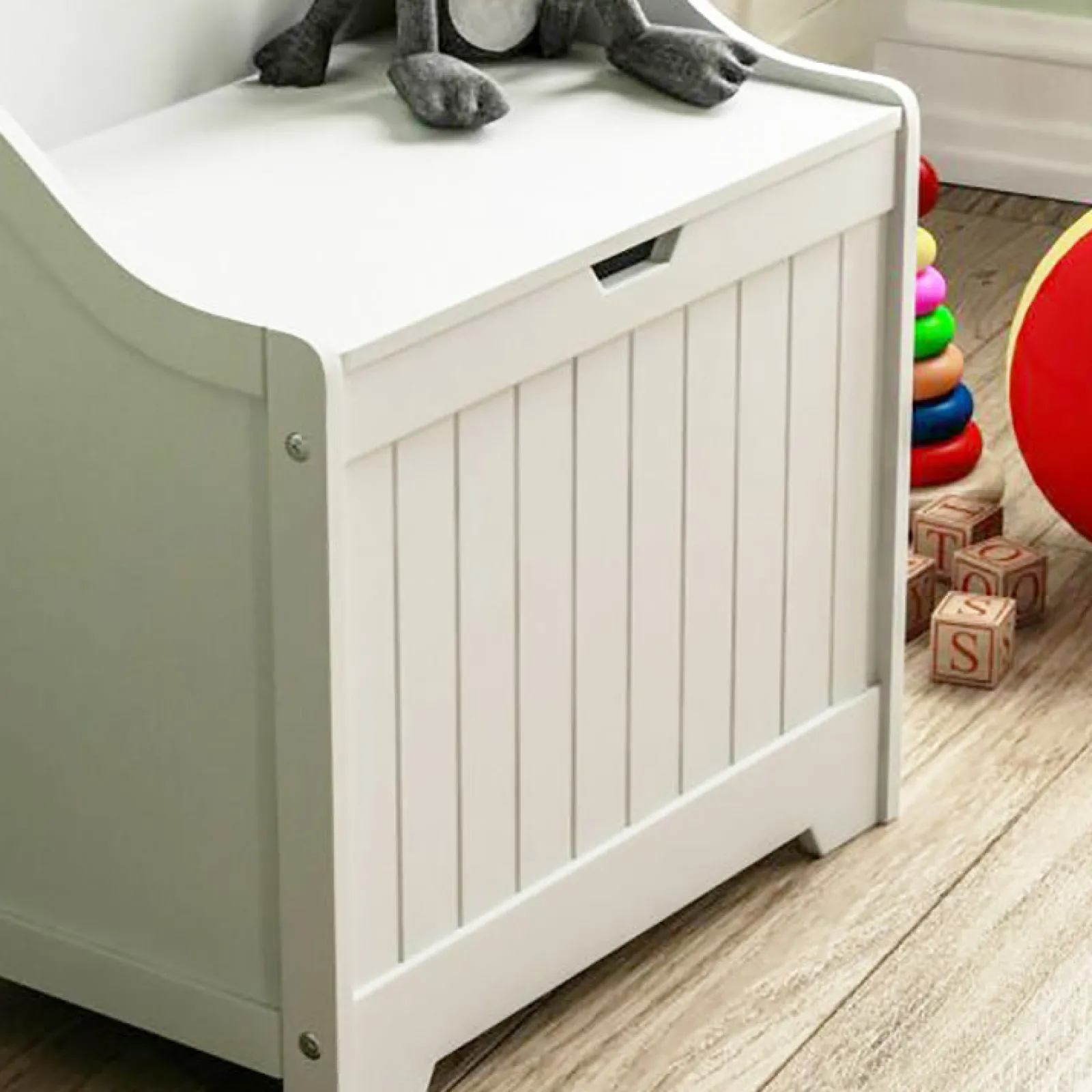Little Helper Toy Storage Units | Toy Storage Units | Large Wooden Toy Box & Bench with Slow Release Hinge | Ottoman | Blanket Box | White