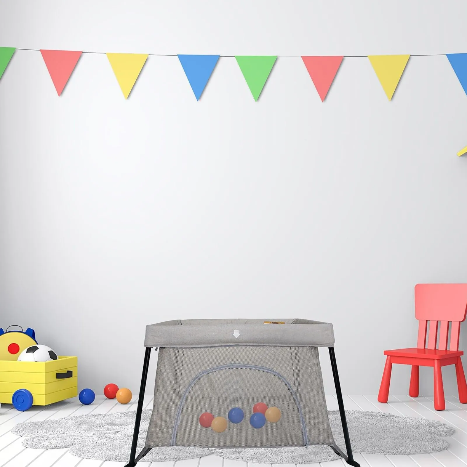 Little Helper Baby Playpens | Travel Cots & Travel Beds | Lightweight Folding Playpen & Travel Cot with Mattress & Carry Bag | Light Grey