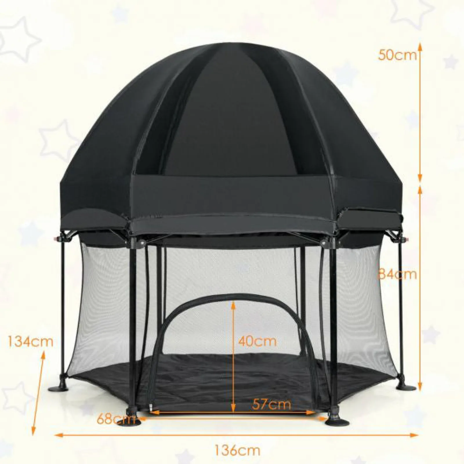 Little Helper Baby Playpens | Travel Cots & Travel Beds | Lightweight Quick Assemble Pop-up Playpen with UV canopy and Mattress | Black or Light Grey | 0m - 36m
