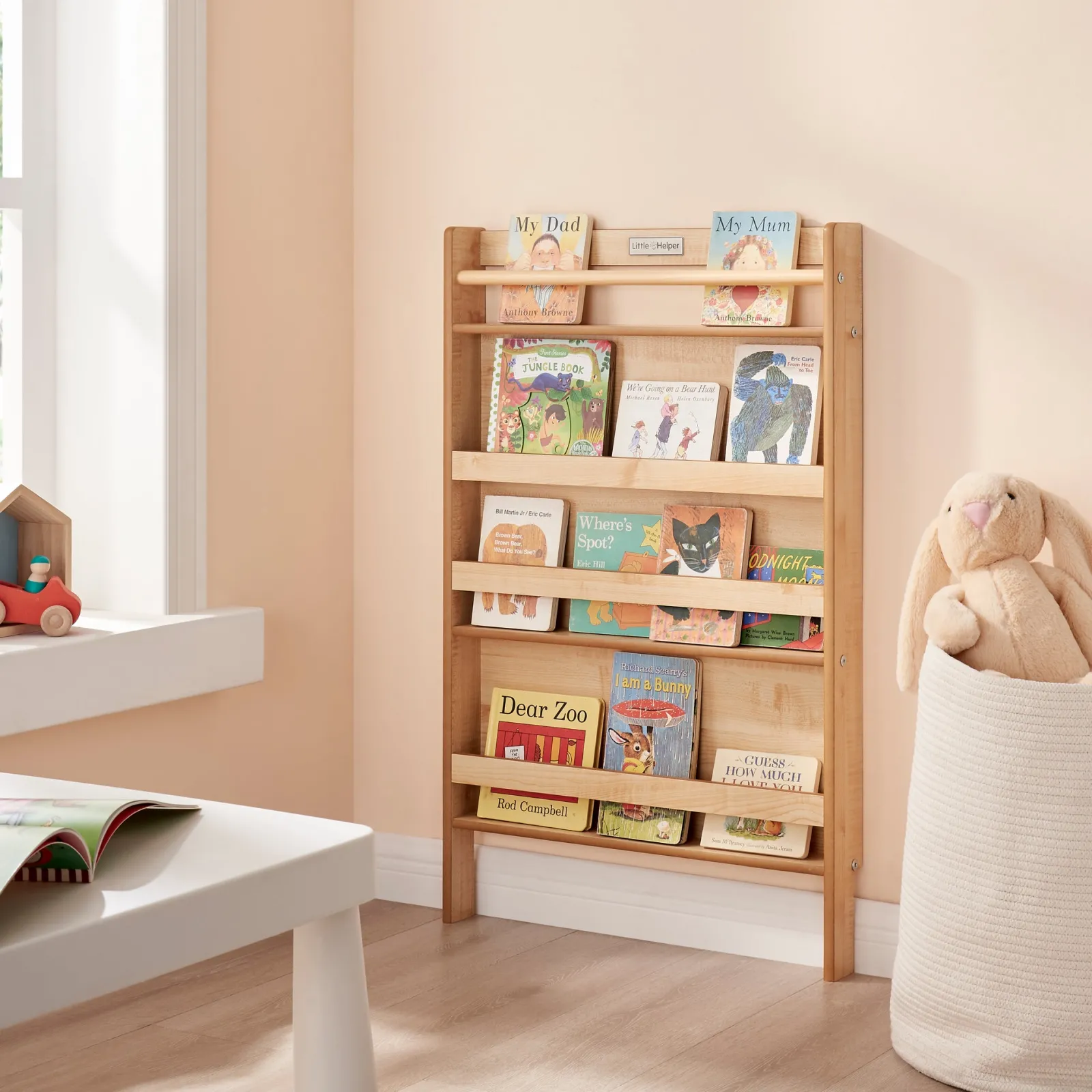 Little Helper Montessori Toys & Products | Bookcases & Kids Bookshelves | Montessori Wall Mounted BookCase | Childrens Bookcase | Kids Bookshelf | Natural Finish