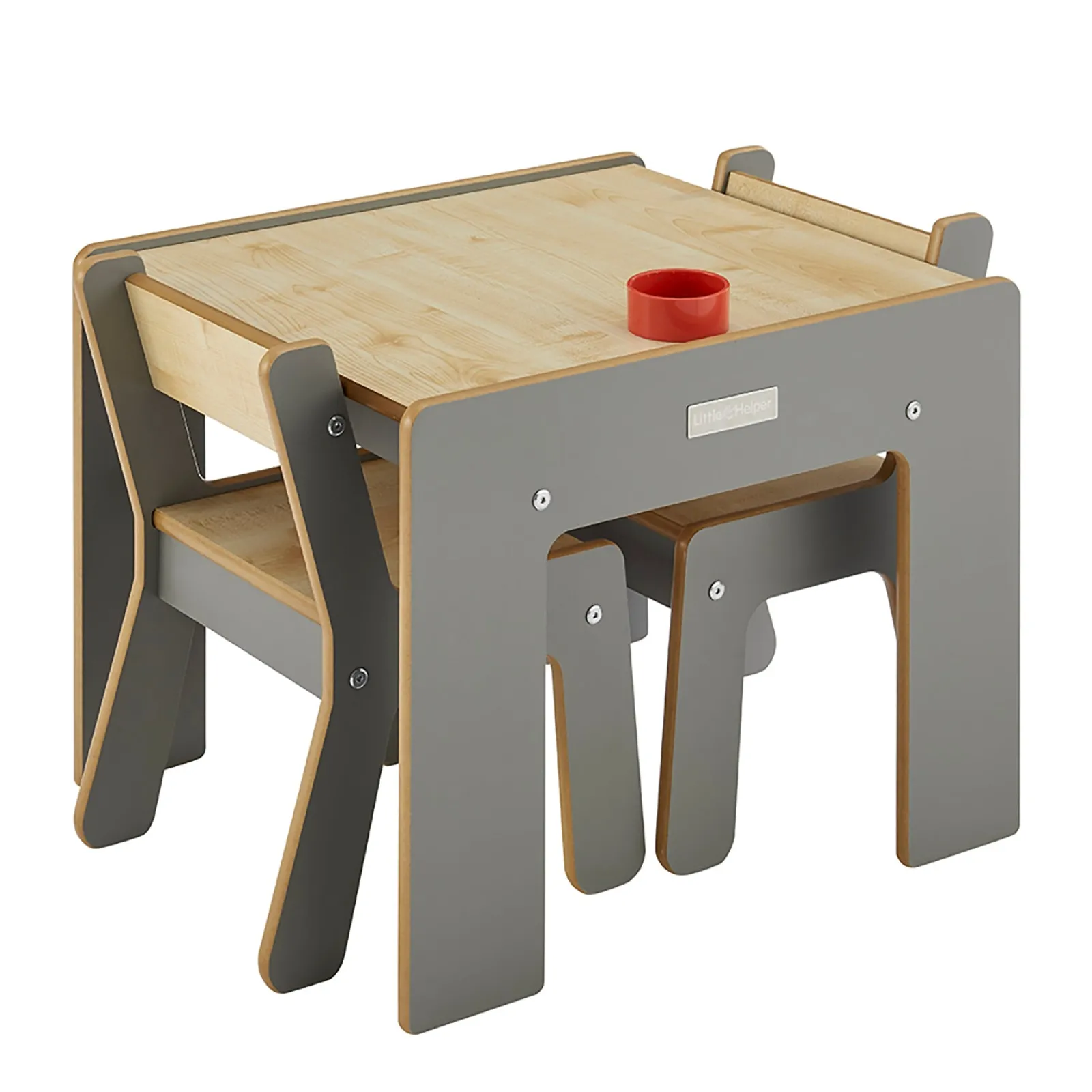 Little Helper Montessori Toys & Products | Table & Chairs (wooden) | Montessori Wood FunStation Duo Childrens Table & Chairs Set for 2 | Grey