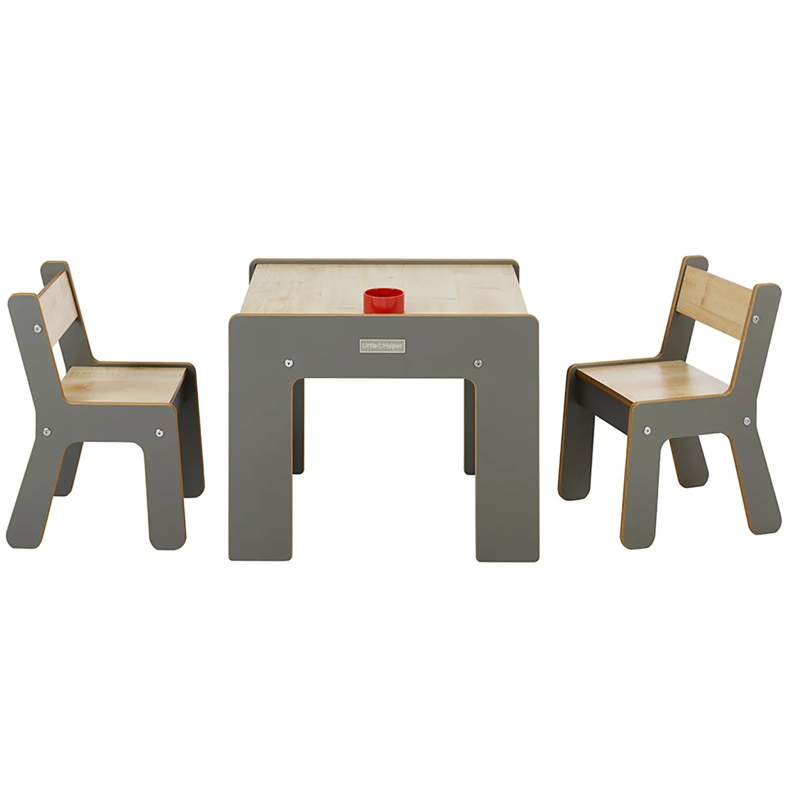 Little Helper Montessori Toys & Products | Table & Chairs (wooden) | Montessori Wood FunStation Duo Childrens Table & Chairs Set for 2 | Grey