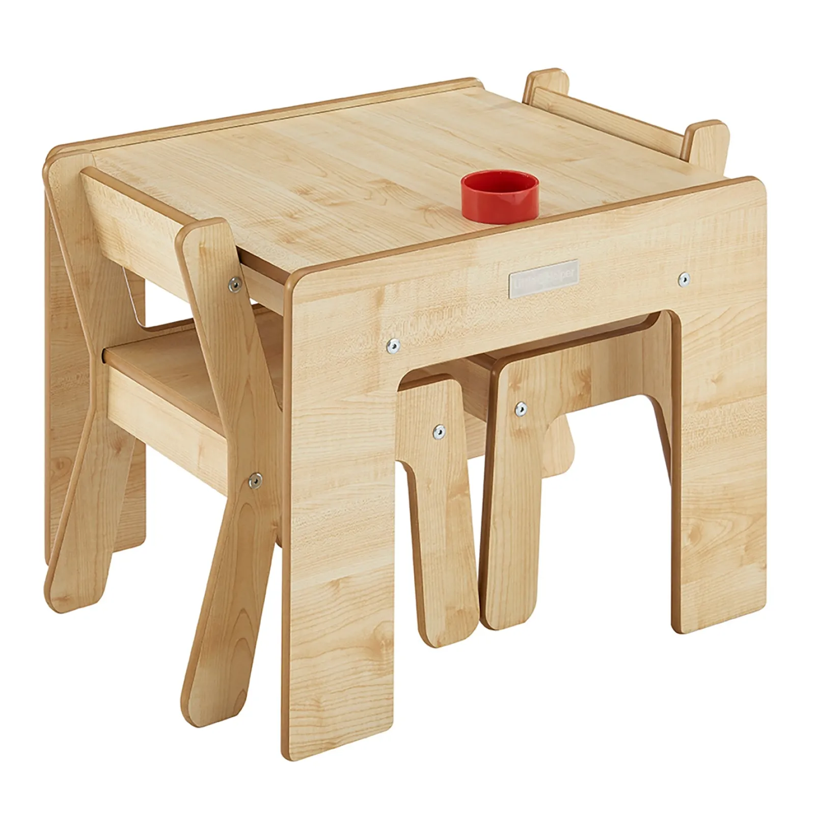 Little Helper Montessori Toys & Products | Table & Chairs (wooden) | Montessori Wood FunStation Duo Childrens Table & Chairs Set for 2 | Natural