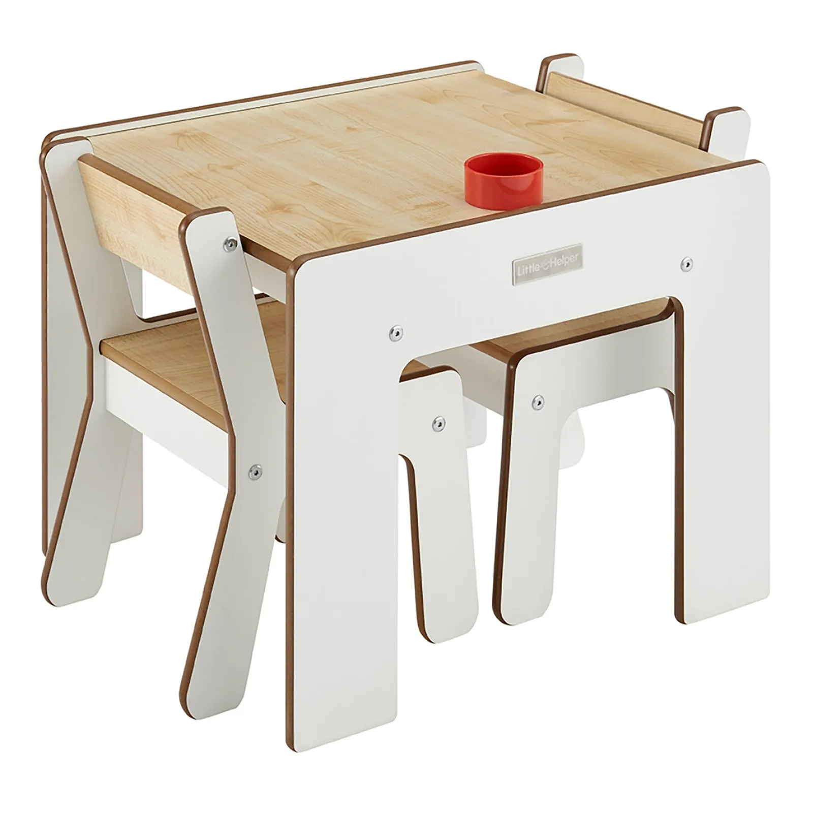 Little Helper Montessori Toys & Products | Table & Chairs (wooden) | Montessori Wood FunStation Duo Childrens Table & Chairs Set for 2 | White/Natural