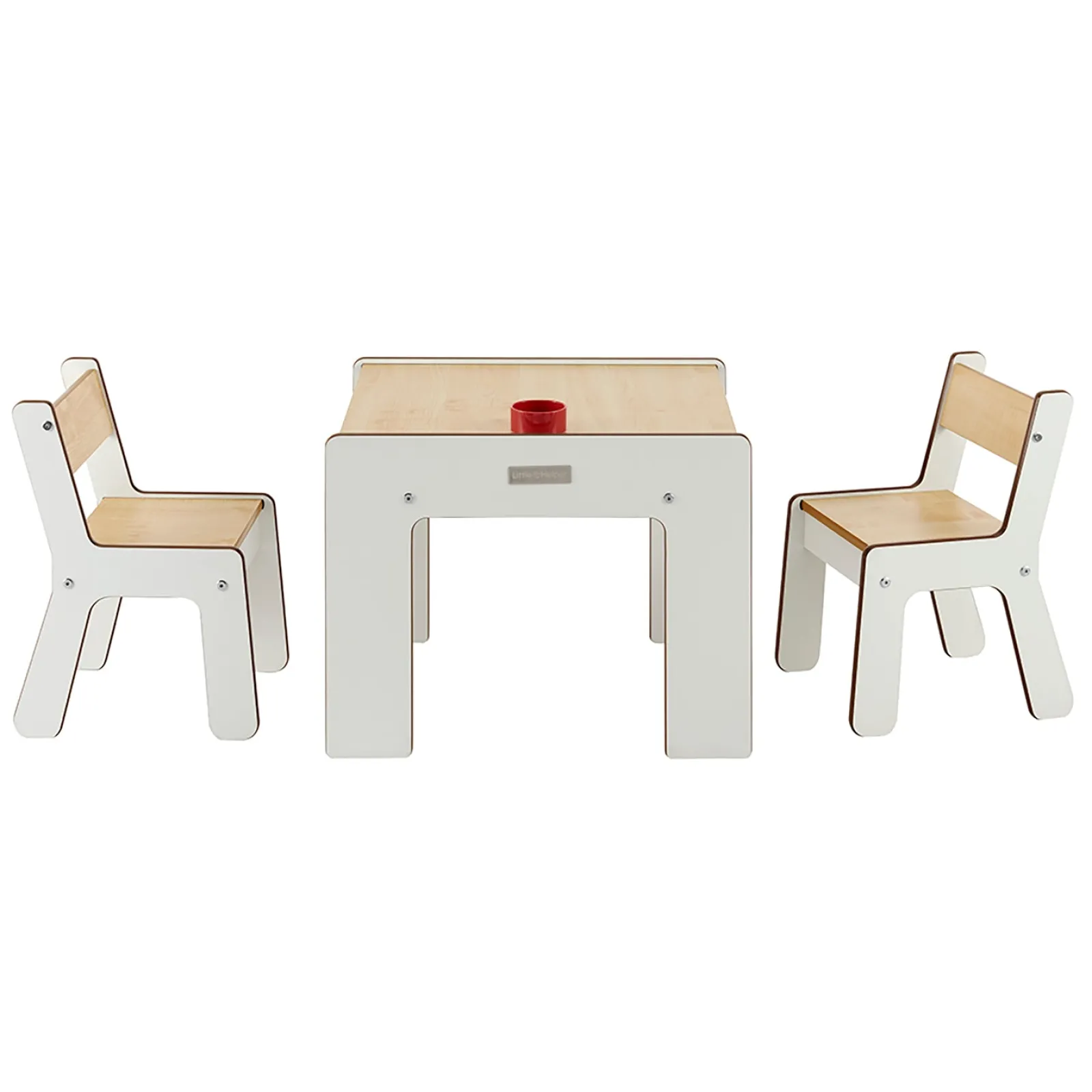 Little Helper Montessori Toys & Products | Table & Chairs (wooden) | Montessori Wood FunStation Duo Childrens Table & Chairs Set for 2 | White/Natural