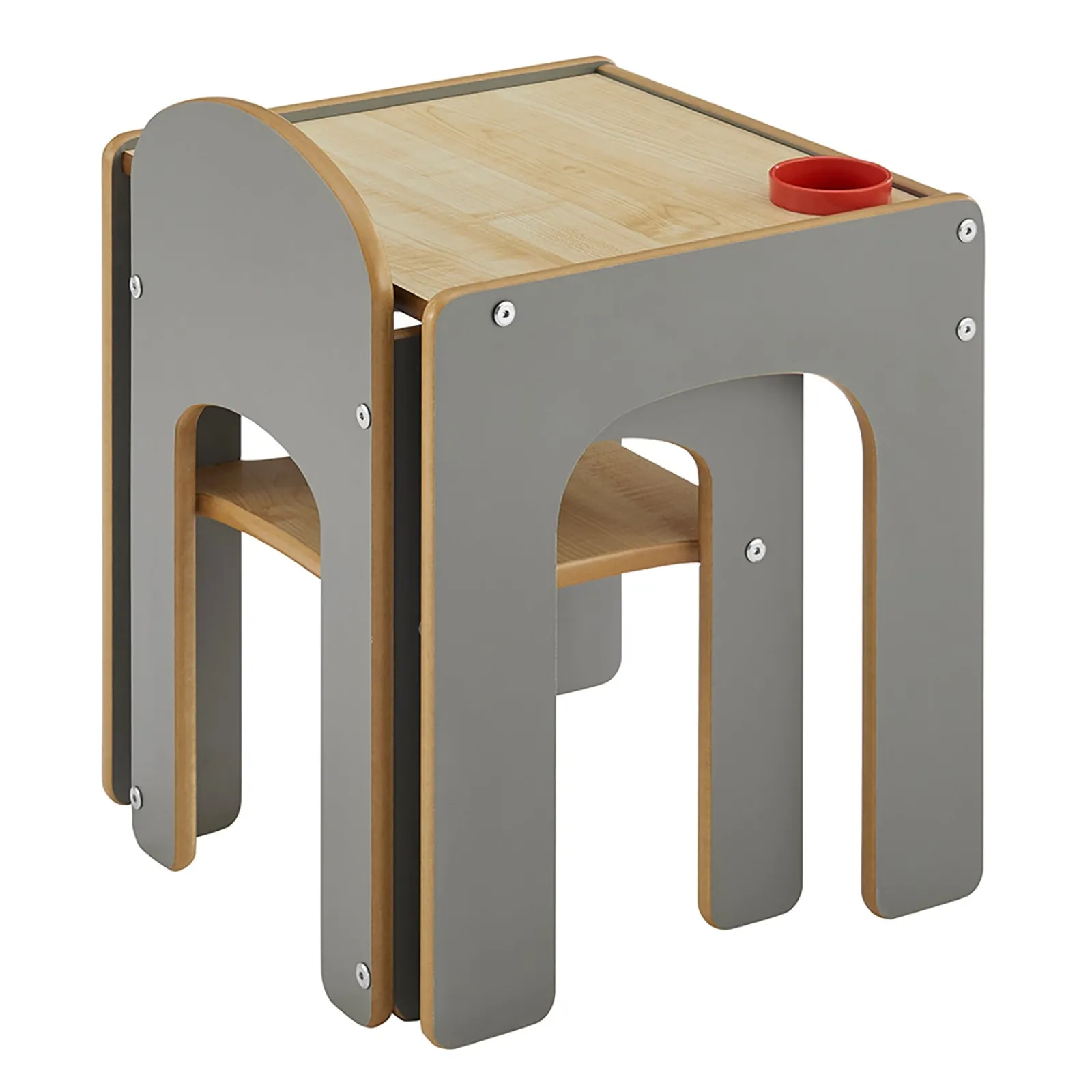 Little Helper Table & Chairs (wooden) | Wooden Toddler Table and Chair for Arts, Crafts & Mealtimes | Grey/Natural