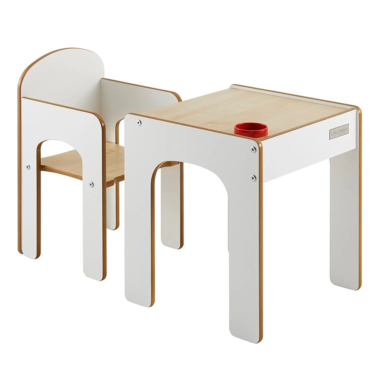 Little Helper Table & Chairs (wooden) | Wooden Toddler Table and Chair for Arts, Crafts & Mealtimes | White