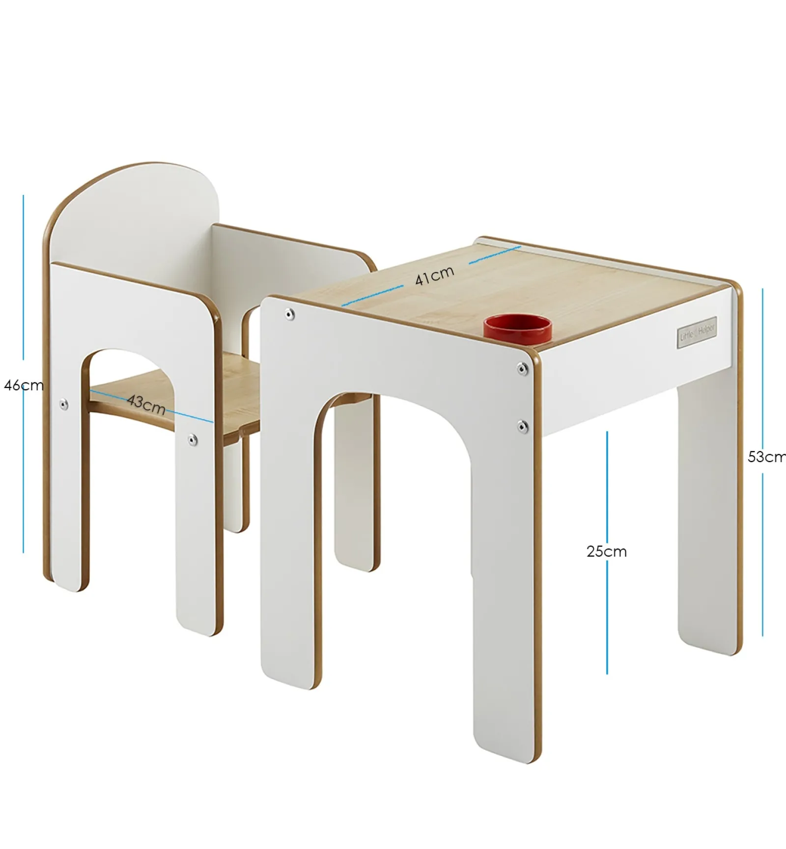 Little Helper Table & Chairs (wooden) | Wooden Toddler Table and Chair for Arts, Crafts & Mealtimes | White