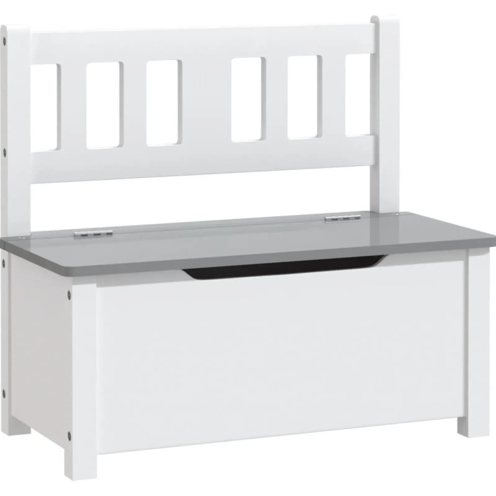 Little Helper Toy Box & Blanket Box | Toy Box & Blanket Box | Wooden Toy Storage Bench | Kids Toy Box | Crisp White & Charcoal Grey