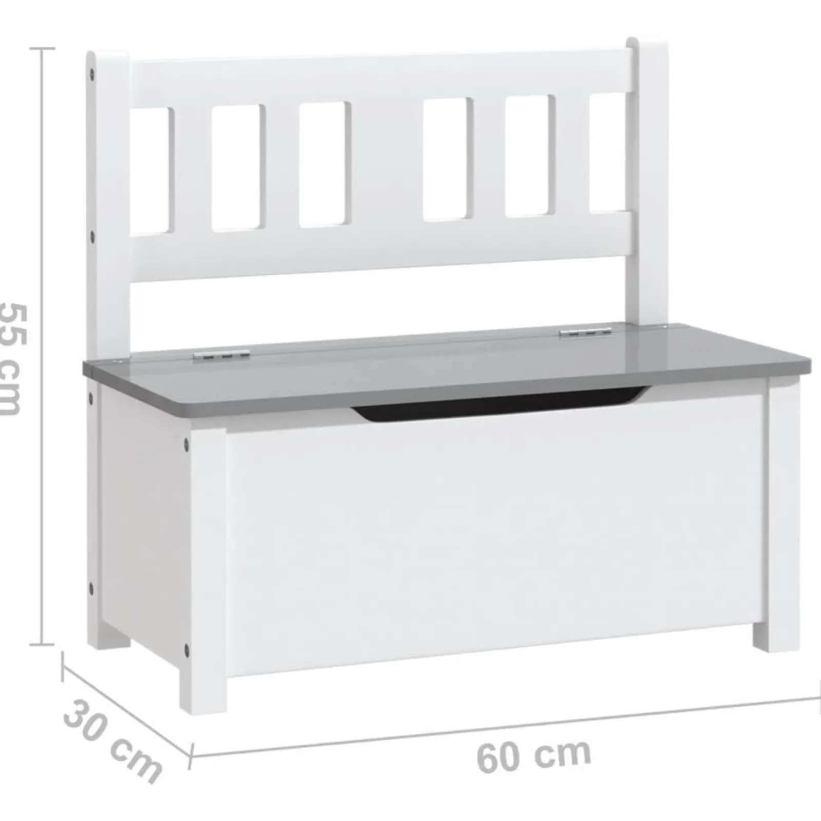 Little Helper Toy Box & Blanket Box | Toy Box & Blanket Box | Wooden Toy Storage Bench | Kids Toy Box | Crisp White & Charcoal Grey