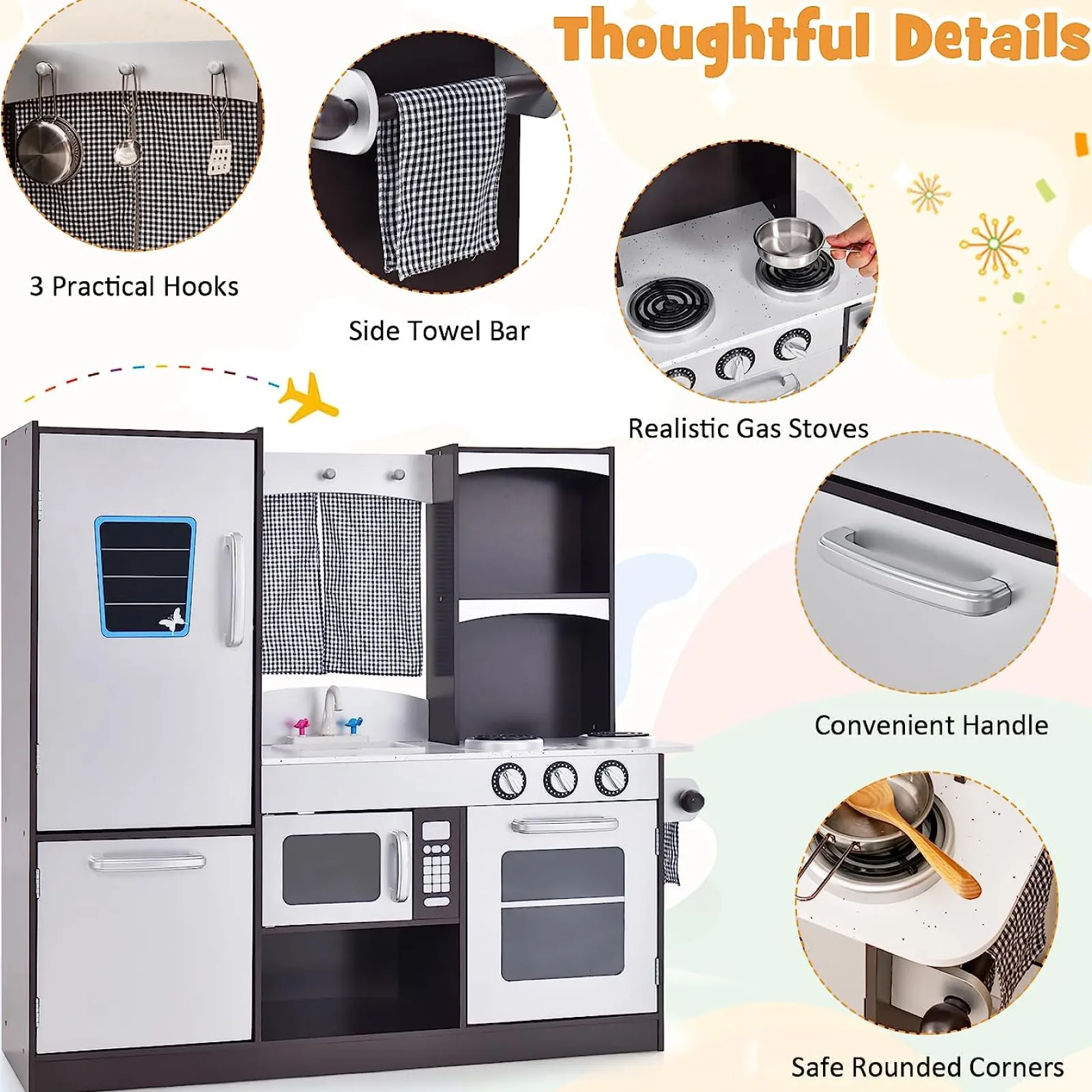 Little Helper Toy Kitchens | Role Play Toys & Pretend Play | Luxury Montessori Inspired Toy Kitchen | Blackboard | Microwave | Realistic Sounds & Accessories