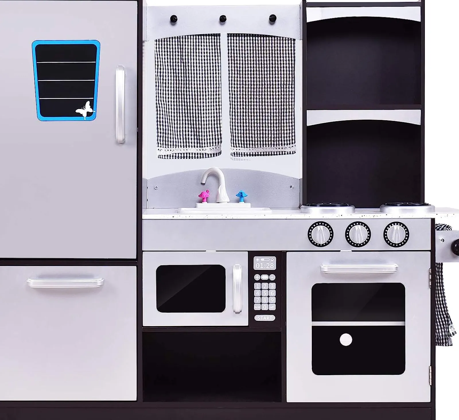 Little Helper Toy Kitchens | Role Play Toys & Pretend Play | Luxury Montessori Inspired Toy Kitchen | Blackboard | Microwave | Realistic Sounds & Accessories