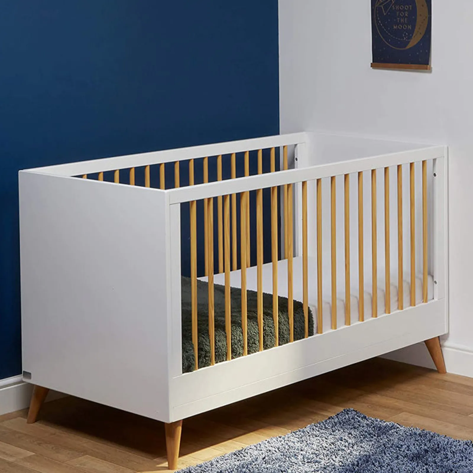 Little Helper Nursery Furniture Sets | Melody Nursery Collection | 2-in-1 Cot & Toddler Bed | Chest Of Drawers | Optic White & Corkscrew Pine