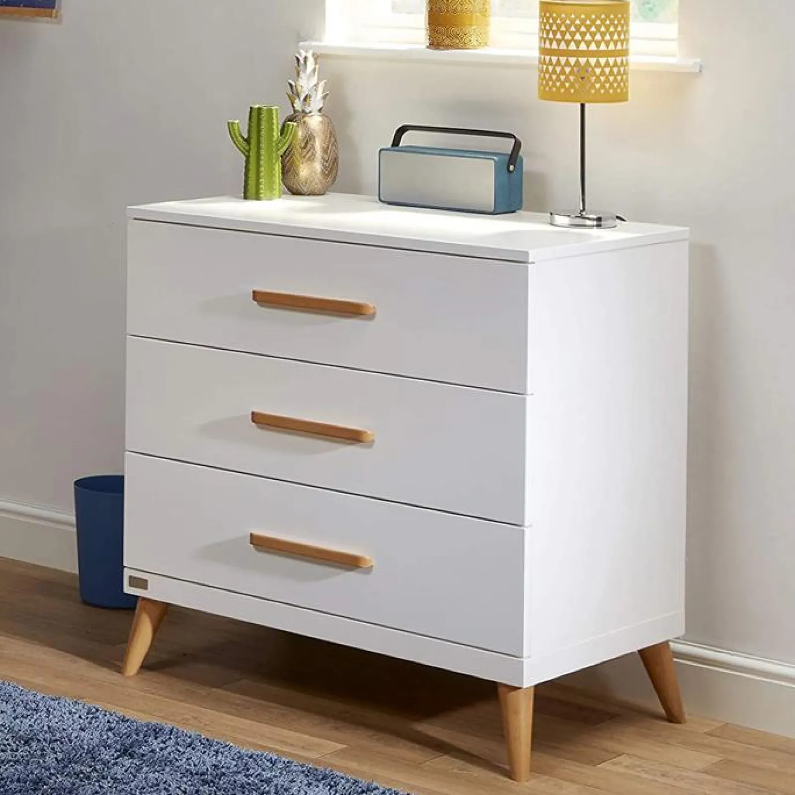 Little Helper Nursery Furniture Sets | Melody Nursery Collection | 2-in-1 Cot & Toddler Bed | Chest Of Drawers | Optic White & Corkscrew Pine