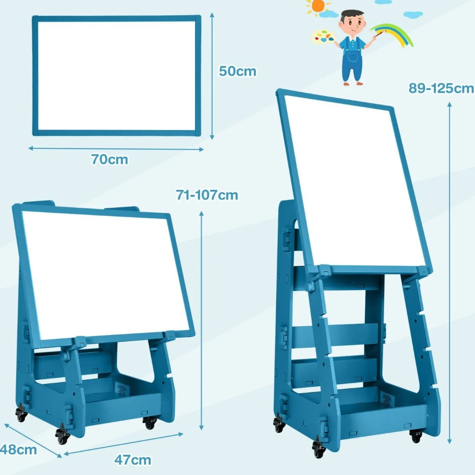 Little Helper Easels & Accessories | Kids Easels & Accessories | Mobile Montessori Height Adjustable Wood Easel | Magnetic Whiteboard | Magnets | Storage | 3 years +