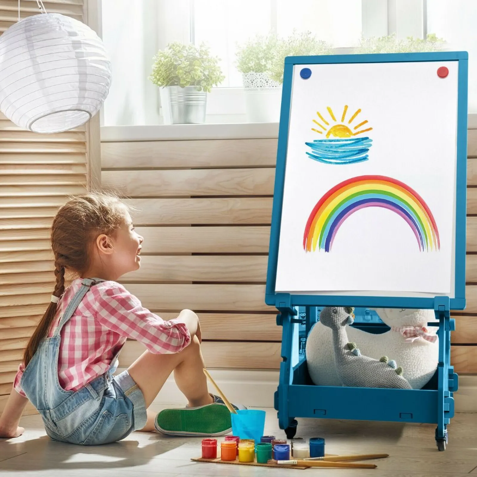 Little Helper Easels & Accessories | Kids Easels & Accessories | Mobile Montessori Height Adjustable Wood Easel | Magnetic Whiteboard | Magnets | Storage | 3 years +