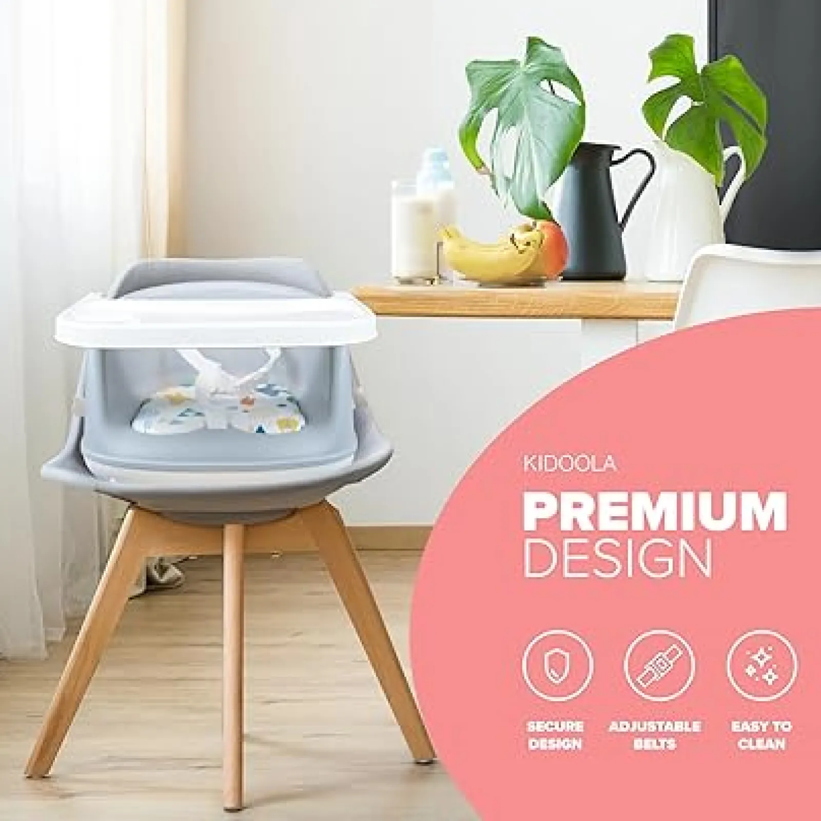 Little Helper Booster Seats & Support Seats | Modern Booster Seat Dining Chair | Portable High Chair | Booster Cushion | Grey & White | 3m+