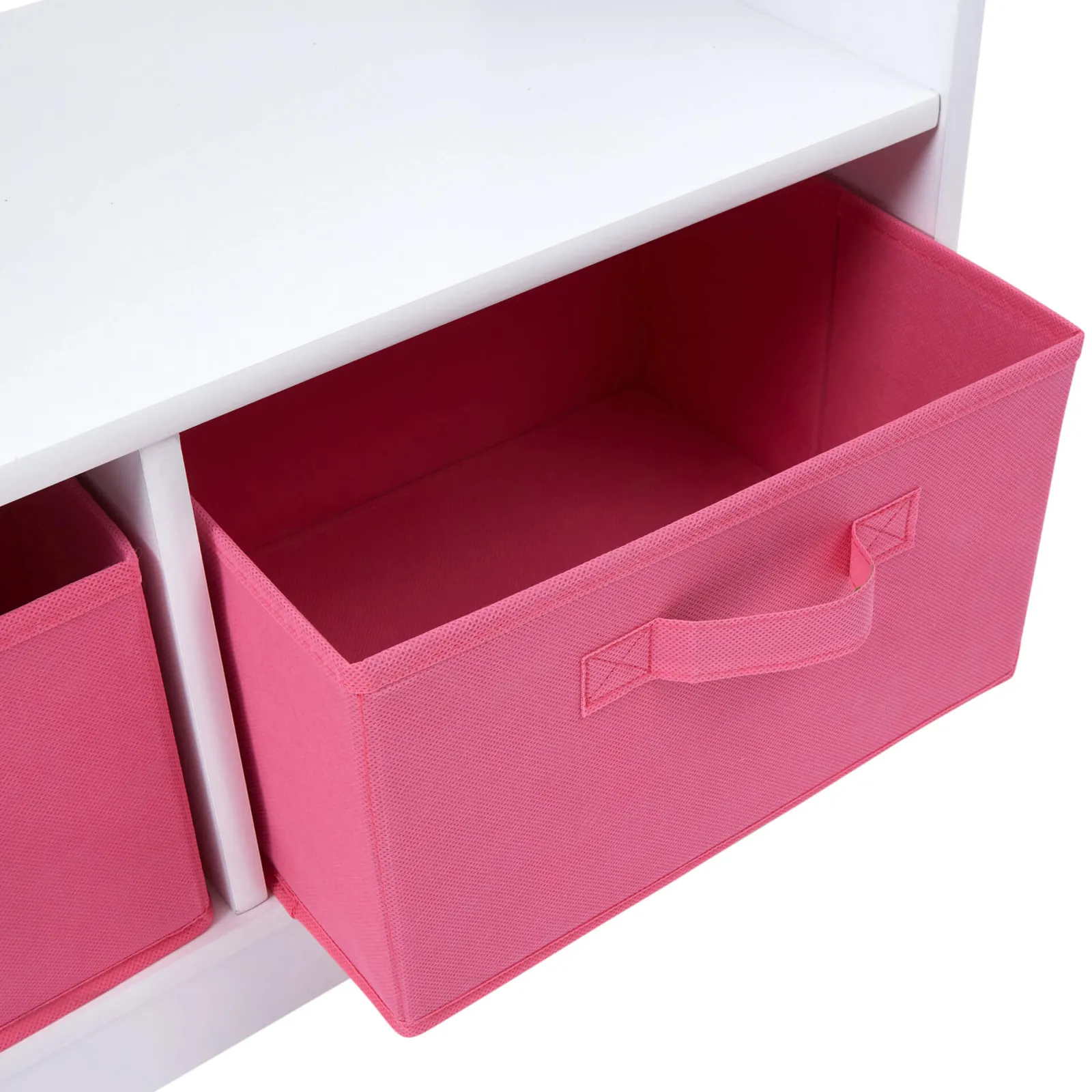 Little Helper Role Play Toys & Pretend Play | Montessori Toys & Products | Modern Montessori Wooden Children's Clothes Rail with Storage & Mirror | 90cm High | White & Pink