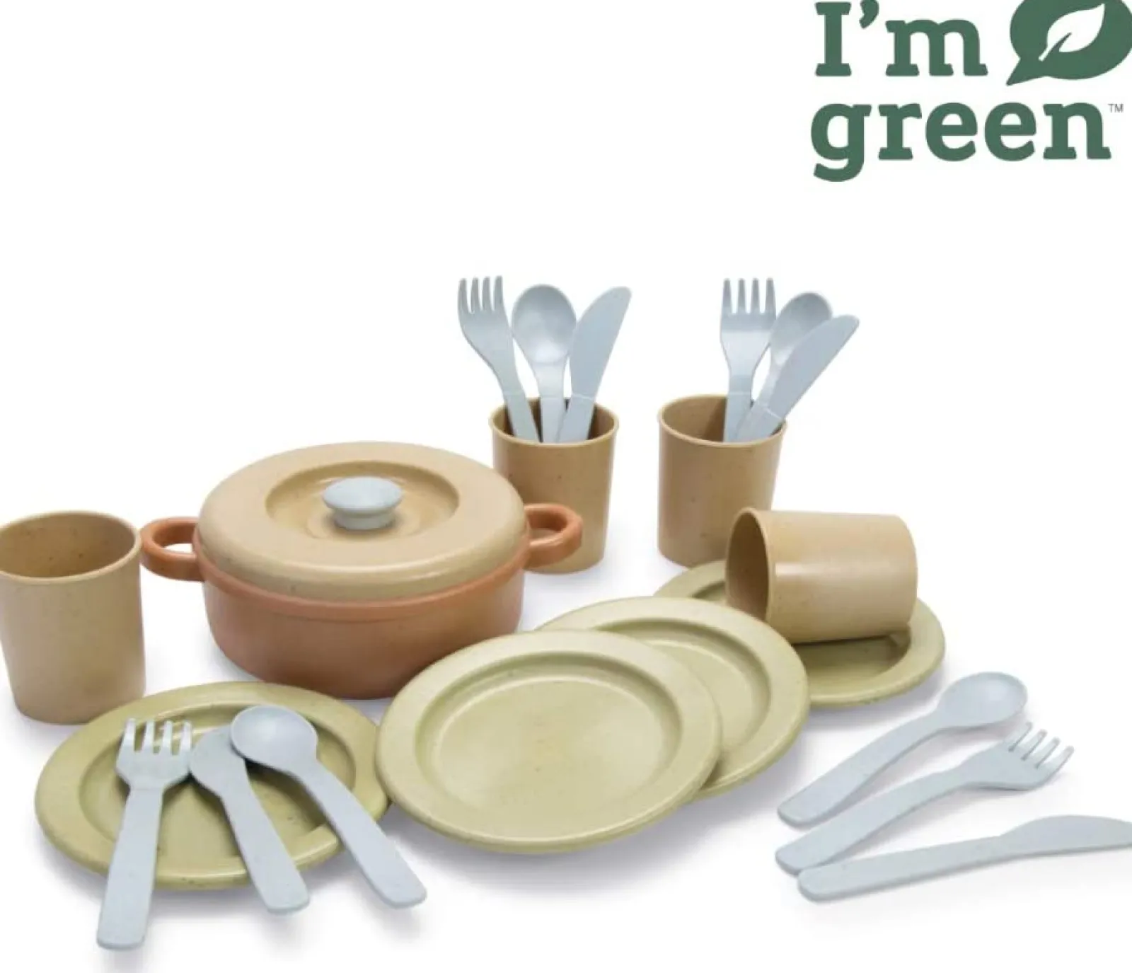 Little Helper Sand & Water Table & Sandpits & Mud Kitchens | Role Play Toys & Pretend Play | Montessori 22 Piece 100% Recyclable BIOPlastic Kids Tea Set | Play Food Set | 2 years+