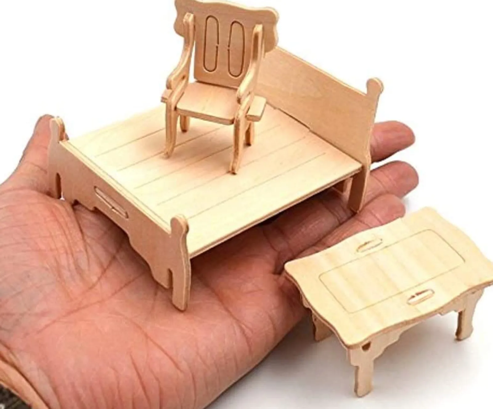 Little Helper Wooden Toys & Educational Toys | Role Play Toys & Pretend Play | Montessori 34 Piece Dollhouse Furniture Set | Self Assembly Fun | Natural