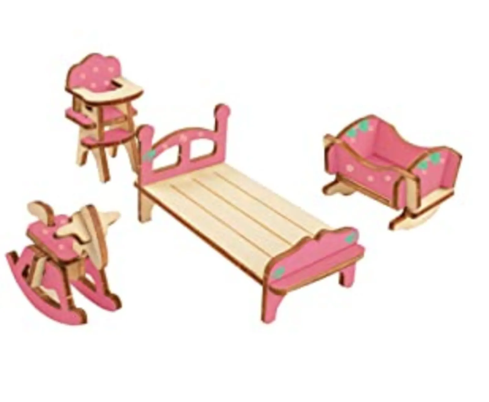 Little Helper Wooden Toys & Educational Toys | Role Play Toys & Pretend Play | Montessori 34 Piece Dollhouse Furniture Set | Self Assembly Fun | Natural