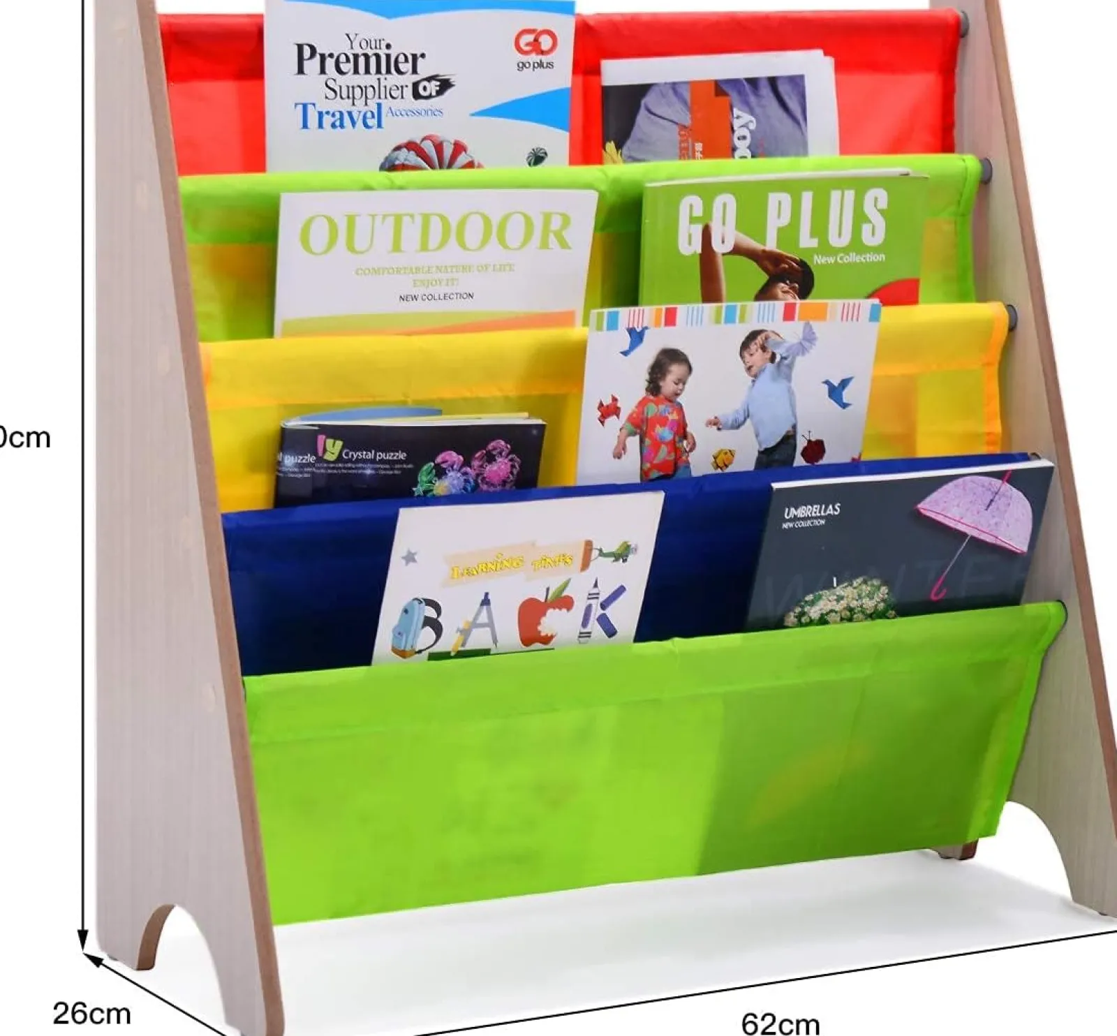 Little Helper Bookcases & Kids Bookshelves | Kids Bookcases & Kids Bookshelves | Montessori 4 Tier Sling BookCase | Childrens Bookcase | Kids Bookshelf | 2 Colours