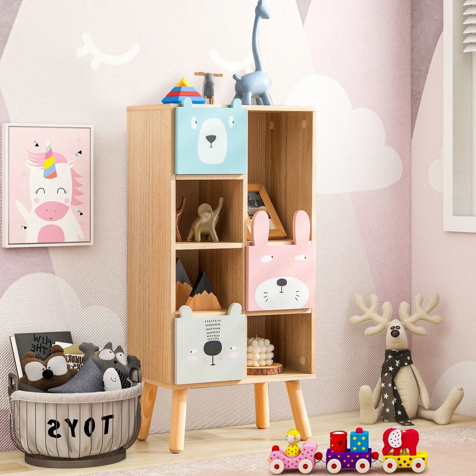 Little Helper Toy Storage Units | Toy Storage Units | Montessori Animal Bookcase | Toy Storage | Wooden Cabinet | Bookshelf