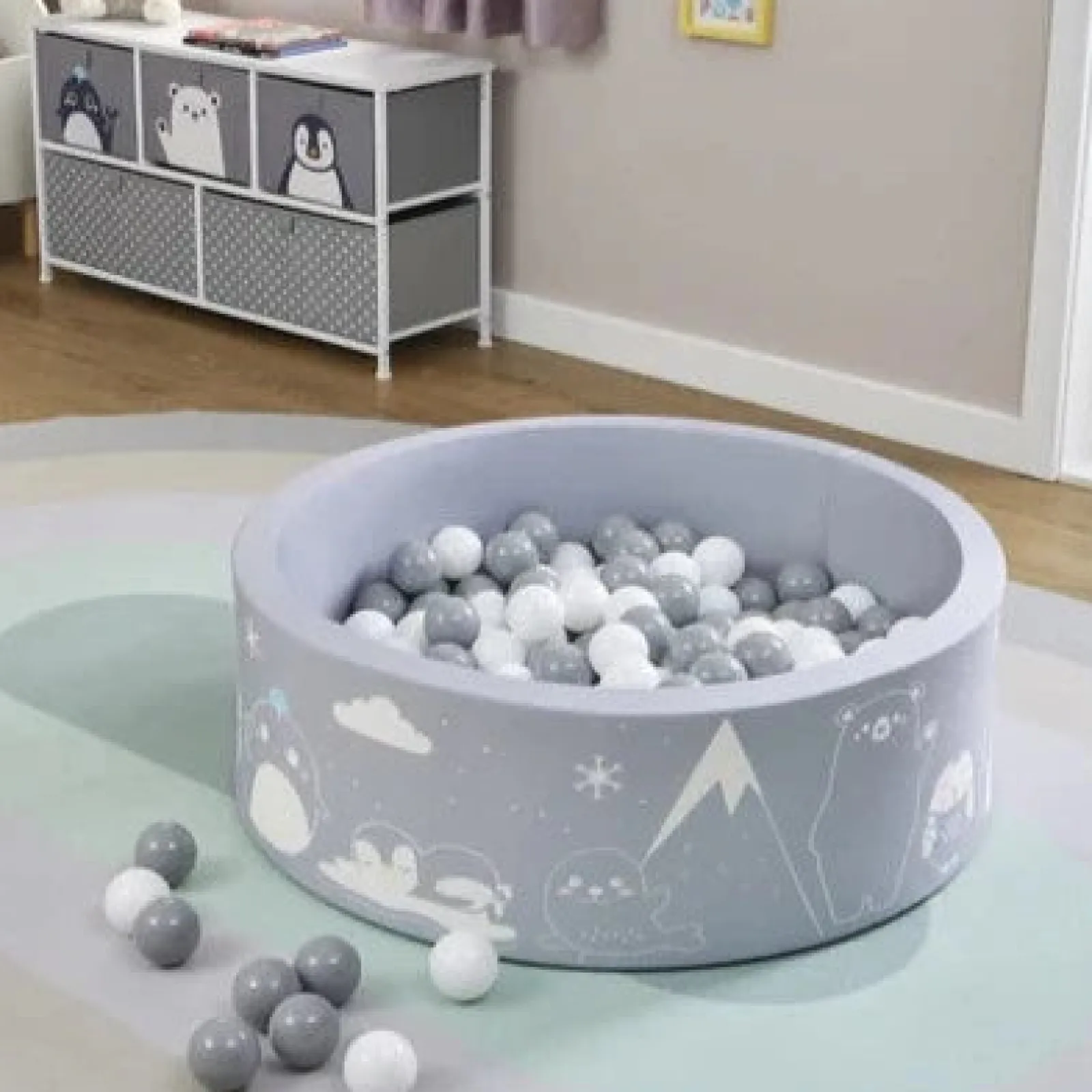 Little Helper Ball Pits & Ball Pools | Baby Play Gyms & Tummy Time & Activity Centres | Montessori Ball Pit | Ball Pool | Thick Inner Floor Mat | 200 FREE balls | 90 x 90 x 30cm | Grey