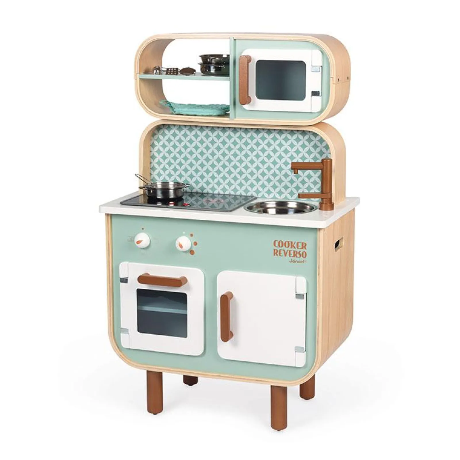Little Helper Wooden Toys & Educational Toys | Role Play Toys & Pretend Play | Montessori Big Cooker Reversible | 2 Way Toy Kitchen & Washing Machine | Role Play Toys