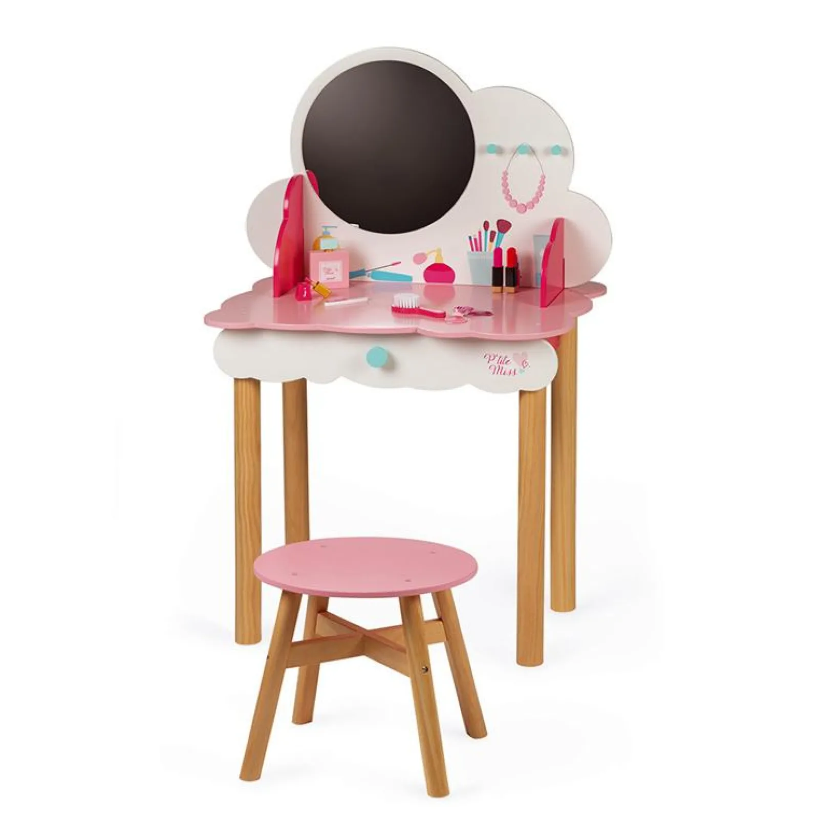 Little Helper Wooden Toys & Educational Toys | Role Play Toys & Pretend Play | Montessori Childrens Dressing Table | Vanity Unit | Role Play Toys | Mirror | Stool | Accessories