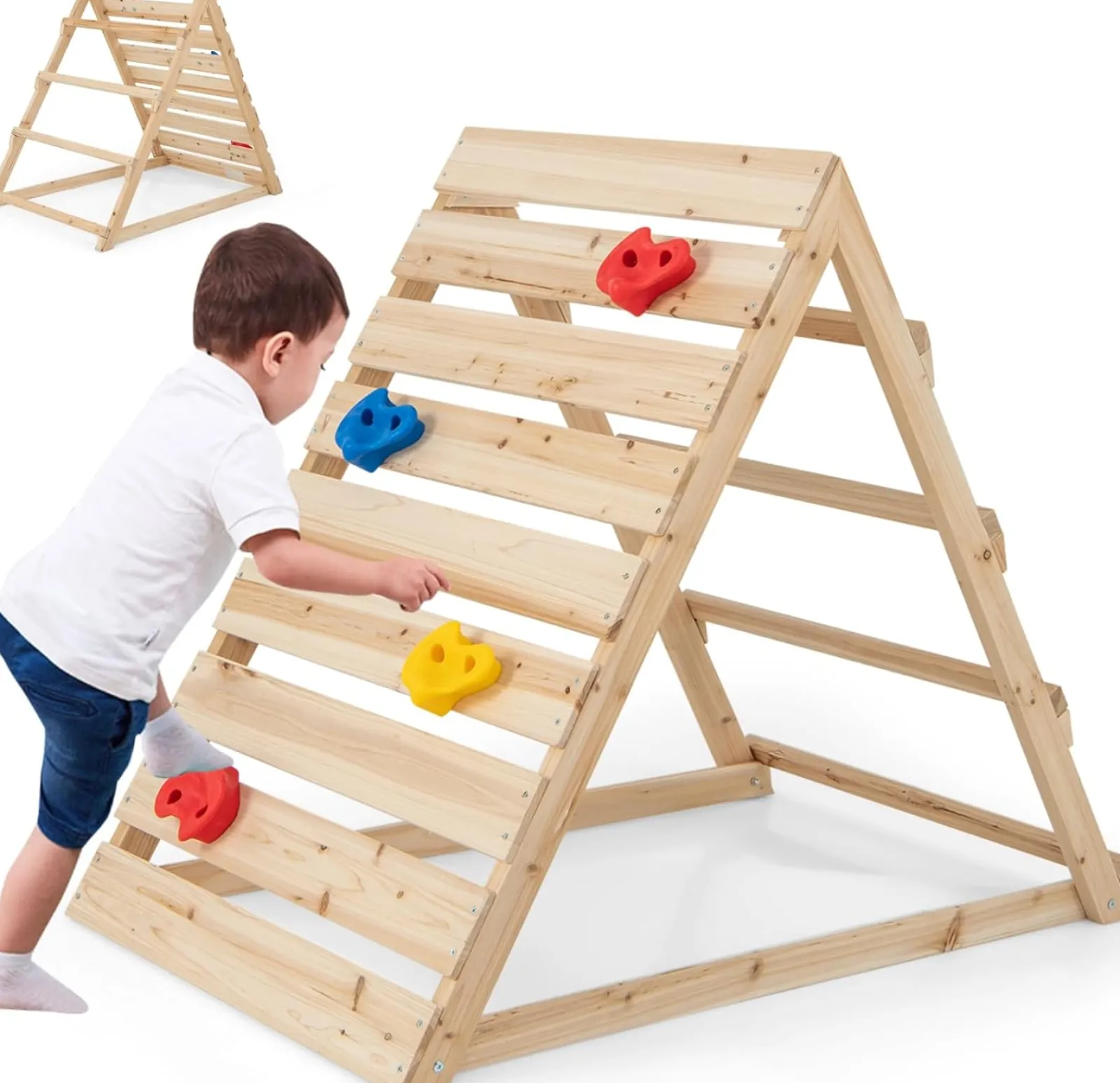 Little Helper Kids Climbing Frames & Activity Toys | Activity Toys | Montessori Climbing Frame | Pikler Triangle | Eco Wooden Toddler Climbing Wall & Den | 3-8 Years