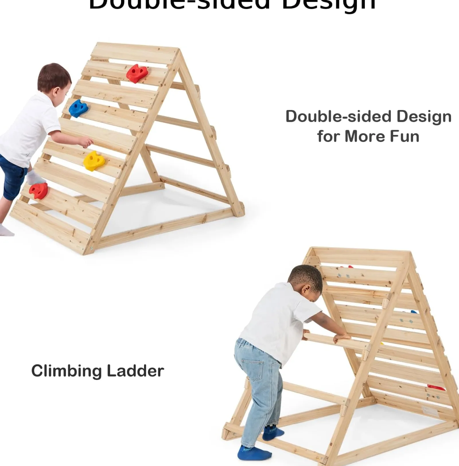 Little Helper Kids Climbing Frames & Activity Toys | Activity Toys | Montessori Climbing Frame | Pikler Triangle | Eco Wooden Toddler Climbing Wall & Den | 3-8 Years