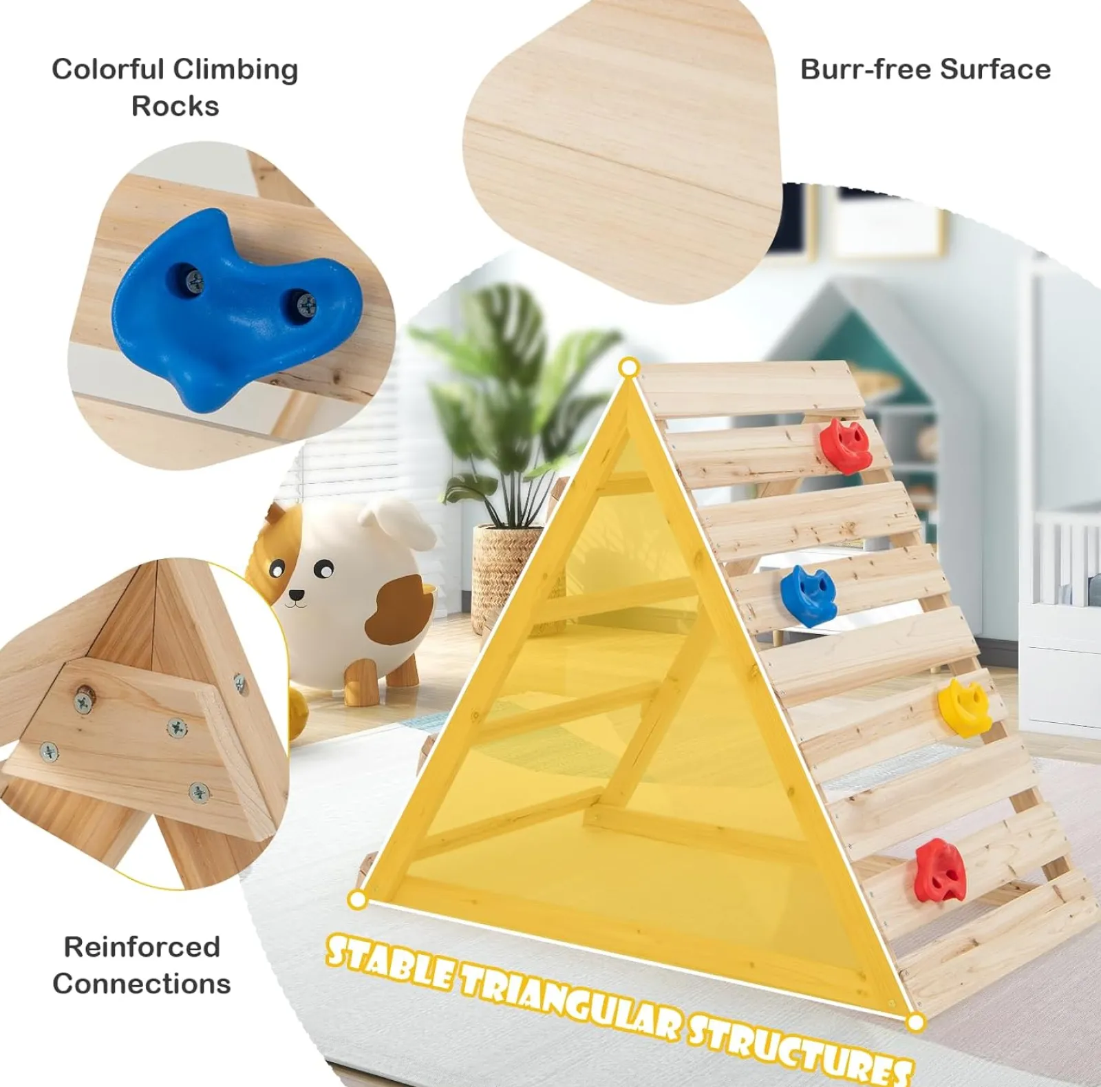 Little Helper Kids Climbing Frames & Activity Toys | Activity Toys | Montessori Climbing Frame | Pikler Triangle | Eco Wooden Toddler Climbing Wall & Den | 3-8 Years