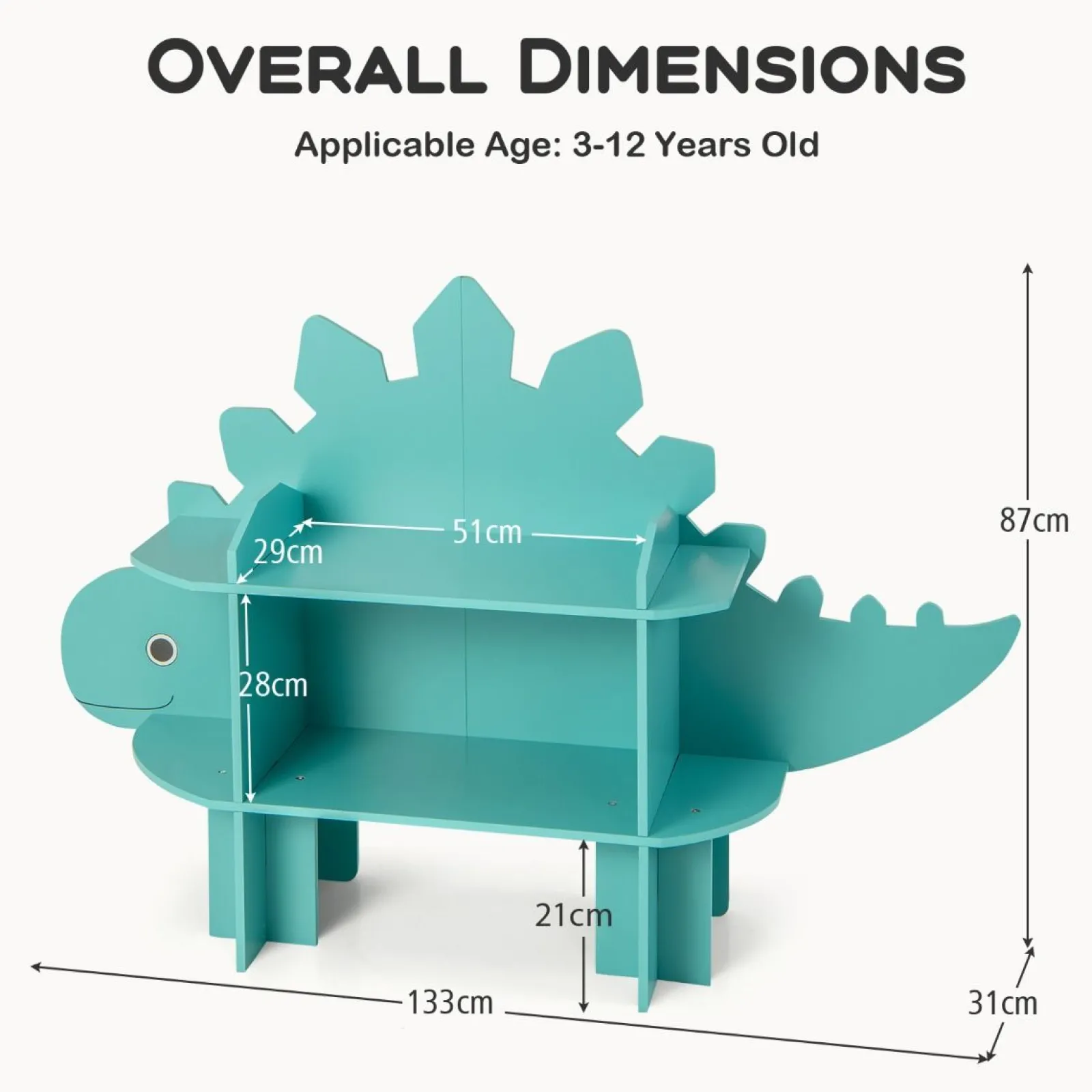 Little Helper Toy Storage Units | Toy Storage Units | Montessori Dinosaur Kids Toy Storage | Kids Toy Storage | Anti-Toppling System | 0.9m HIgh | 3-12 Years