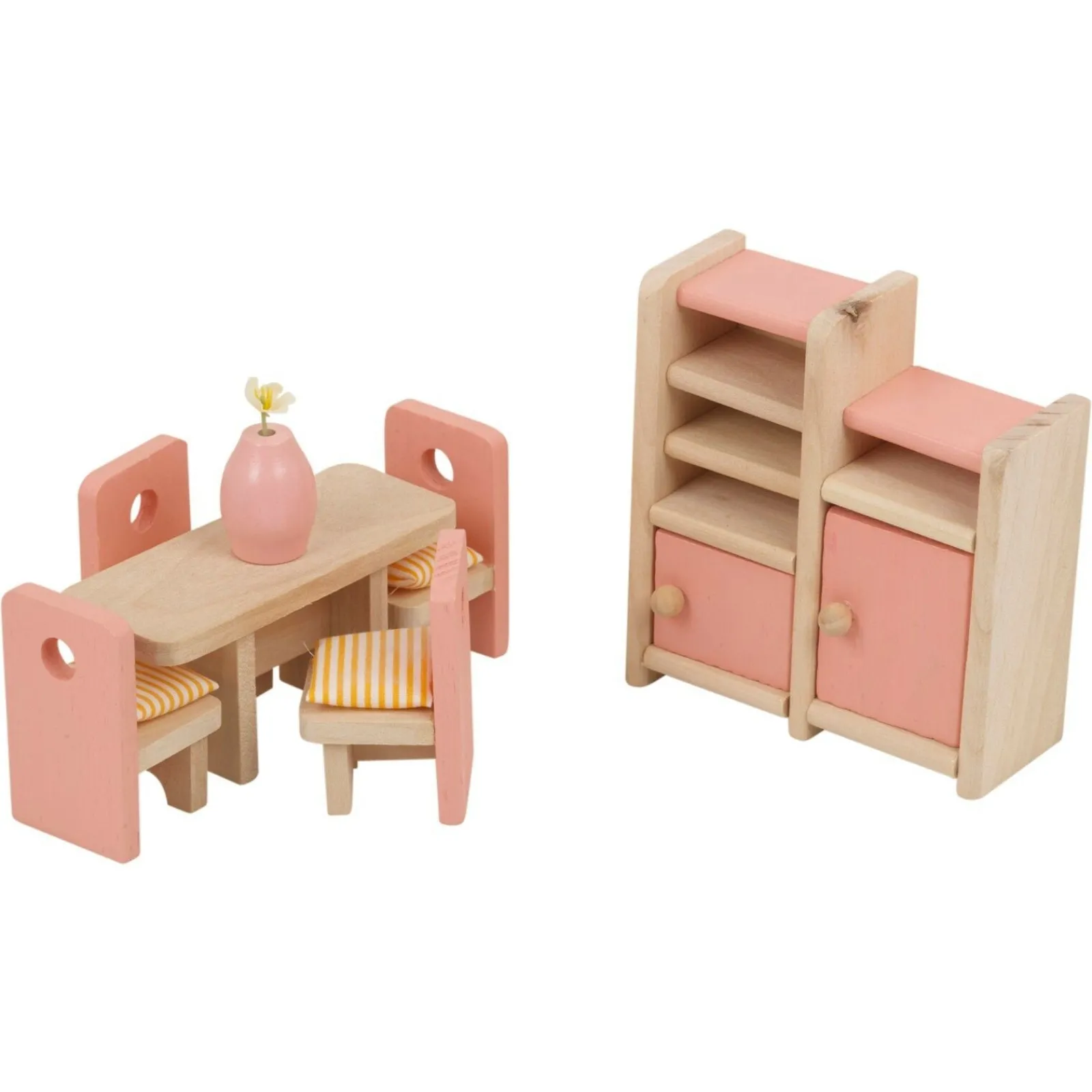 Little Helper Wooden Toys & Educational Toys | Role Play Toys & Pretend Play | Montessori Dollhouse Furniture Sets | Natural & Pink | Choice of Room Sets