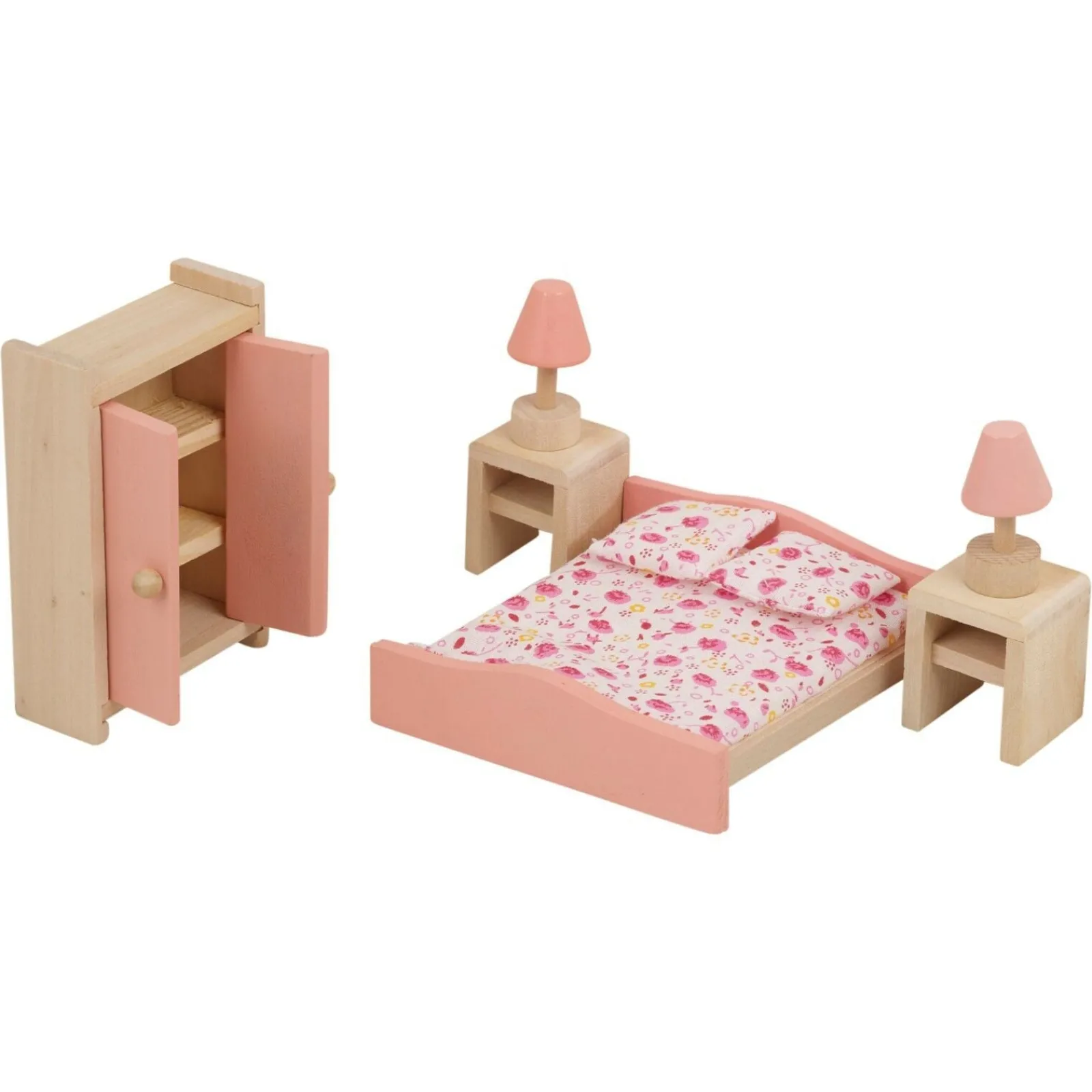 Little Helper Wooden Toys & Educational Toys | Role Play Toys & Pretend Play | Montessori Dollhouse Furniture Sets | Natural & Pink | Choice of Room Sets
