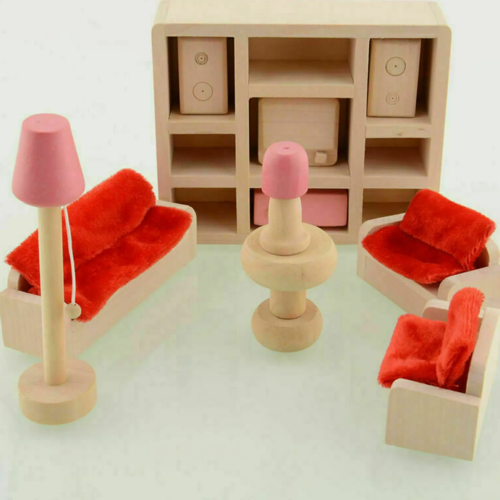 Little Helper Wooden Toys & Educational Toys | Role Play Toys & Pretend Play | Montessori Dollhouse Furniture Sets | Natural & Pink | Choice of Room Sets