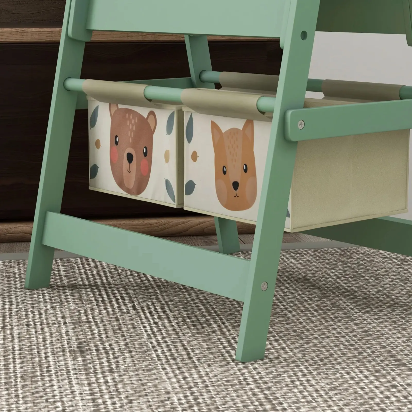 Little Helper Easels & Accessories | Kids Easels & Accessories | Montessori Easel | Double Sided Whiteboard & Chalkboard Painting Easel with Paper Roll | 2 Storage Boxes | Sage Green