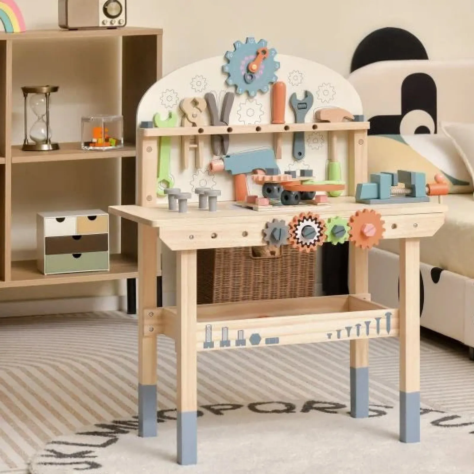 Little Helper Wooden Toys & Educational Toys | Role Play Toys & Pretend Play | Montessori Eco Pine Wood Tool Bench | Childs Work Bench with Tools | Realistic | 3 Years+