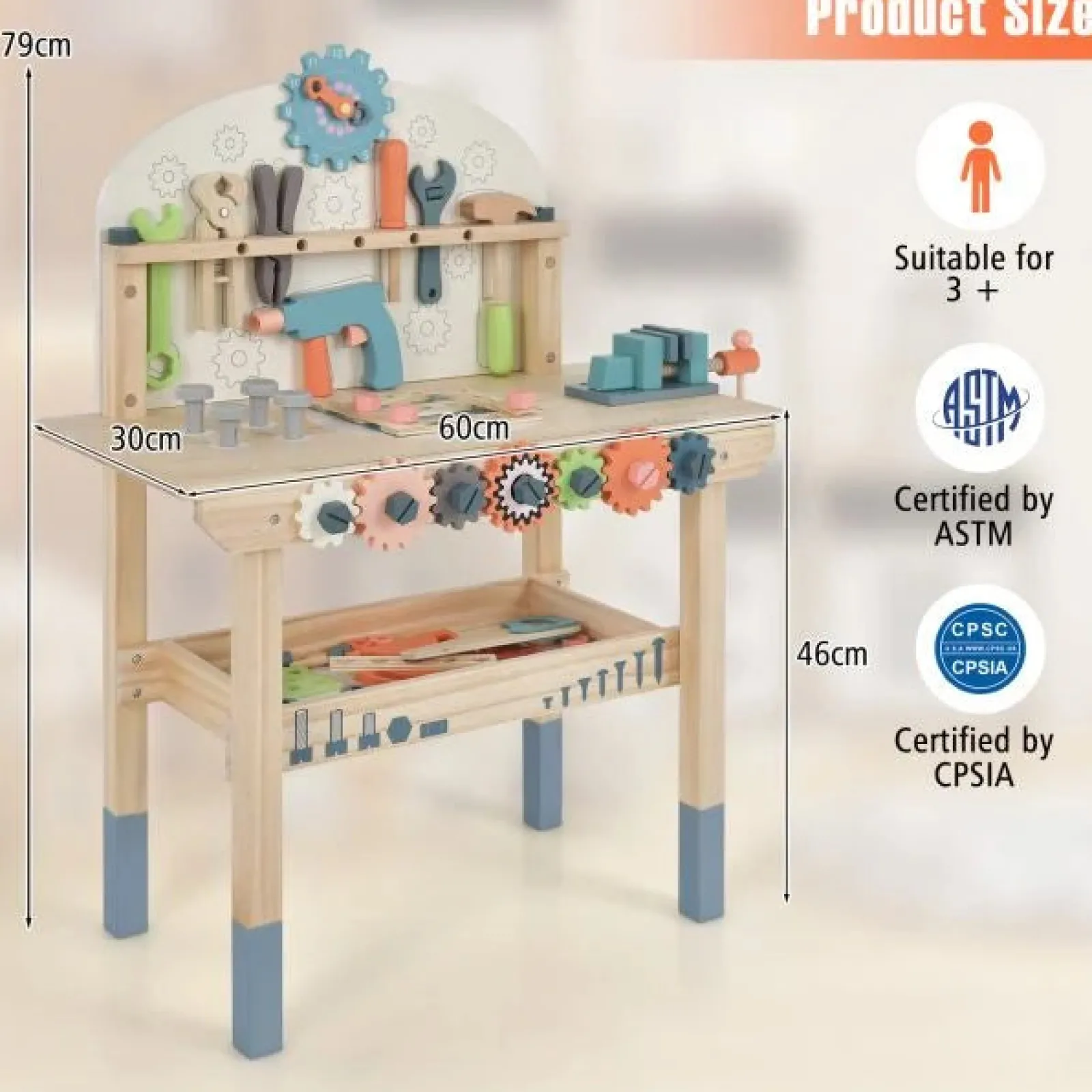 Little Helper Wooden Toys & Educational Toys | Role Play Toys & Pretend Play | Montessori Eco Pine Wood Tool Bench | Childs Work Bench with Tools | Realistic | 3 Years+