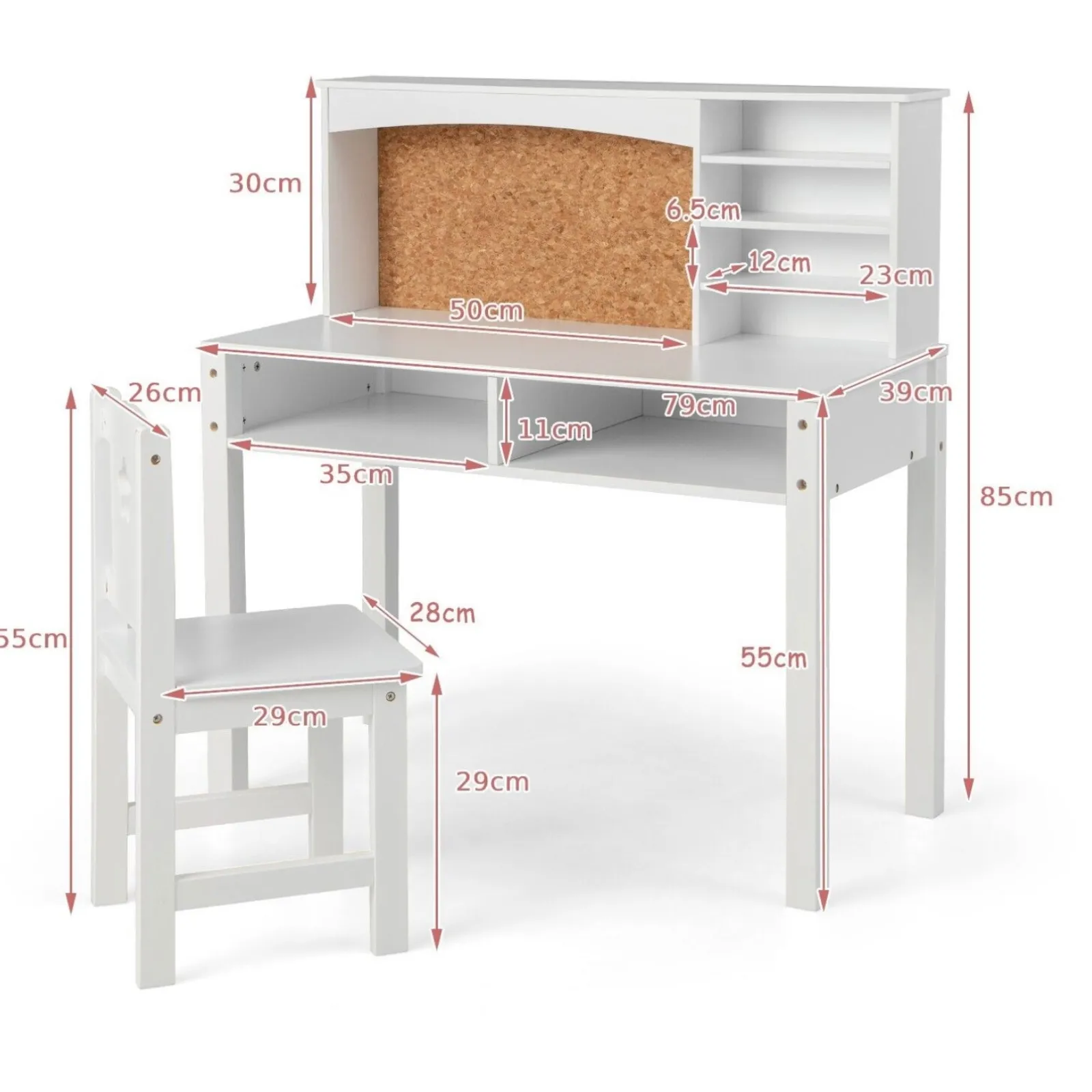 Little Helper Montessori Toys & Products | Table & Chairs (wooden) | Montessori Eco-Conscious Desk | Storage & Chair | White or Pink | 3-10 Years