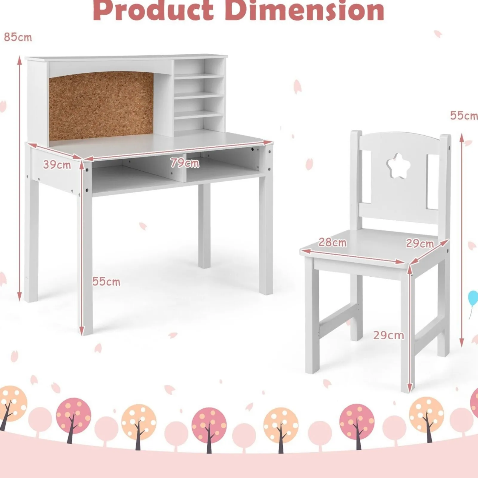 Little Helper Montessori Toys & Products | Table & Chairs (wooden) | Montessori Eco-Conscious Desk | Storage & Chair | White or Pink | 3-10 Years