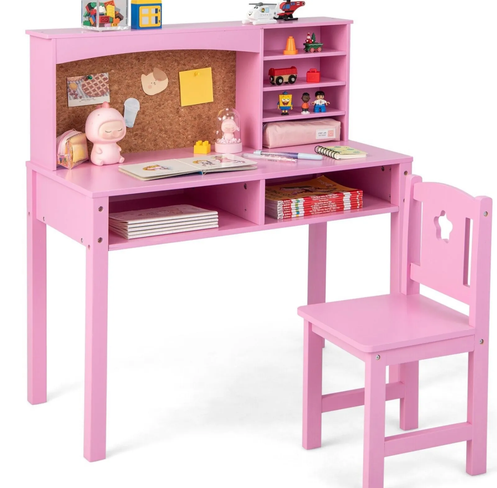 Little Helper Montessori Toys & Products | Table & Chairs (wooden) | Montessori Eco-Conscious Desk | Storage & Chair | White or Pink | 3-10 Years